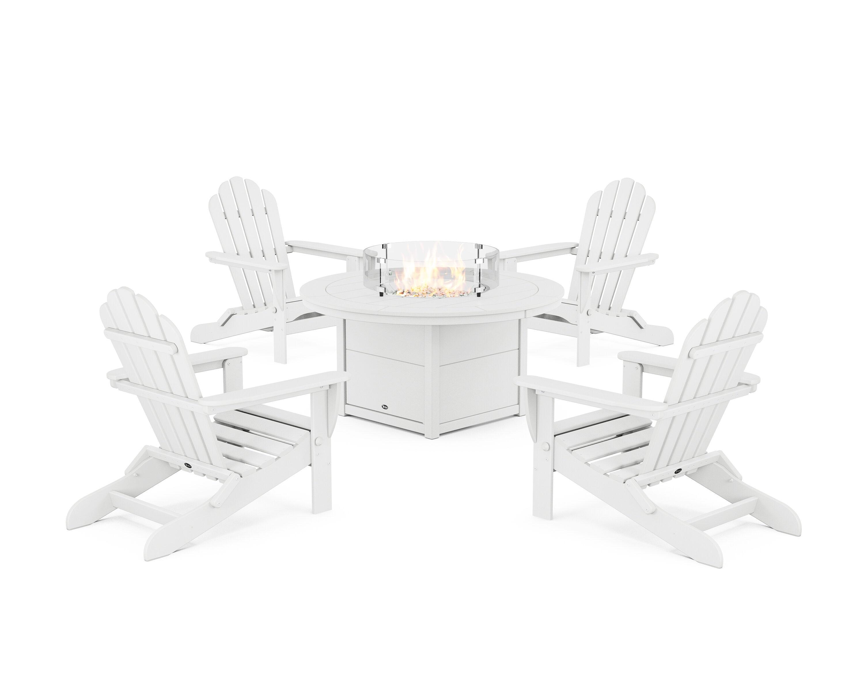 5-Piece Monterey Bay Folding Adirondack Conversation Set with Fire Pit Table
