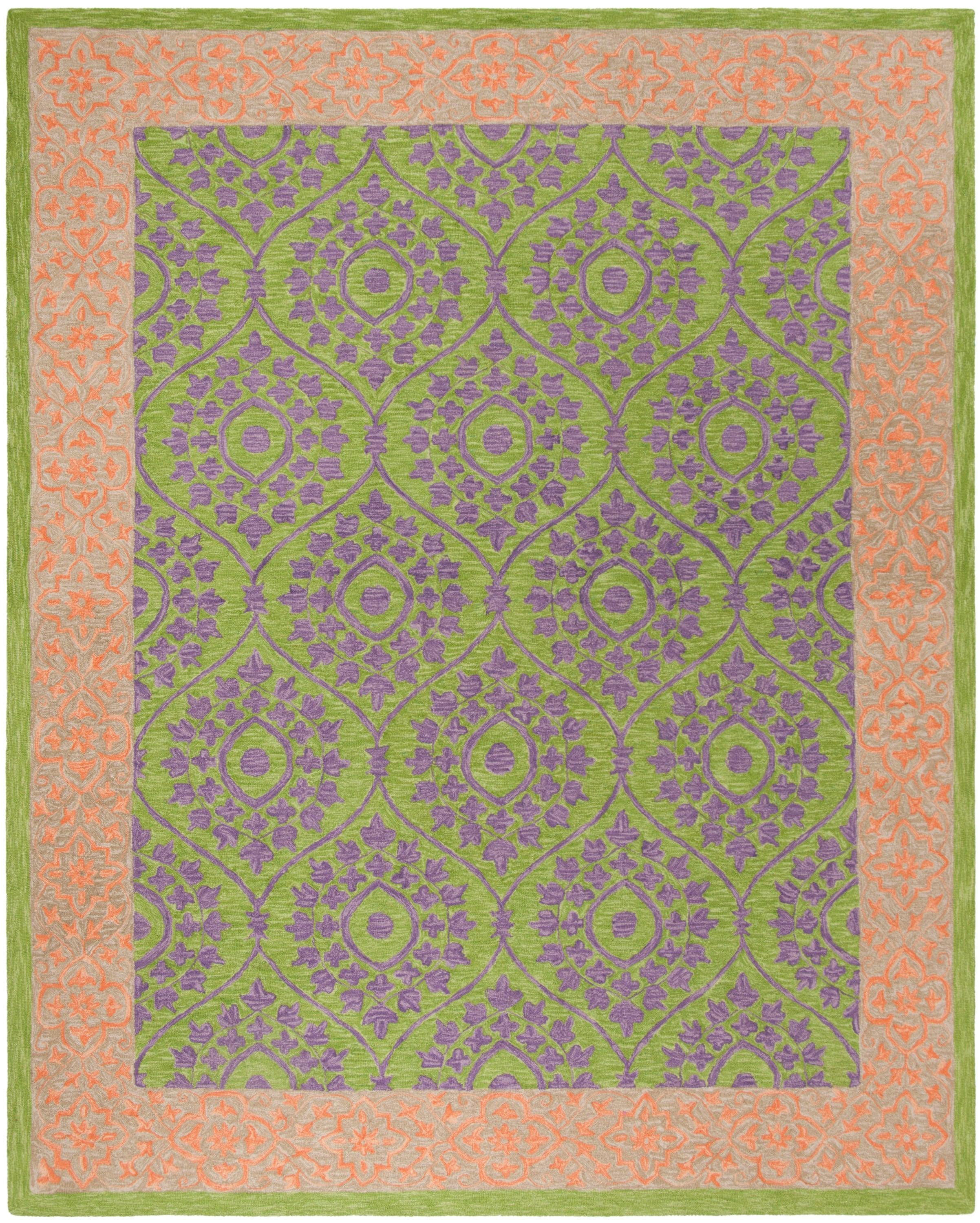 Suzani SZN102 Hand Hooked Indoor Area Rug - Green/Violet - 8'x10' - Safavieh.