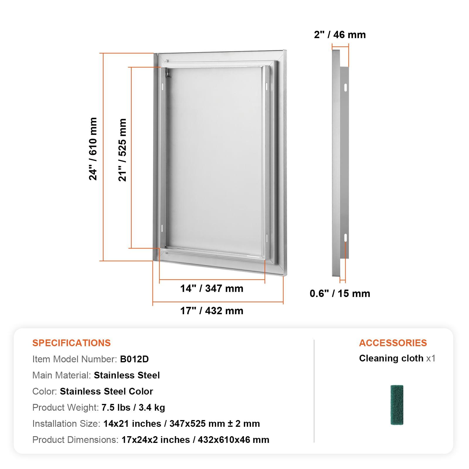 Stainless Steel 17x24 Inch Outdoor Kitchen Access Door