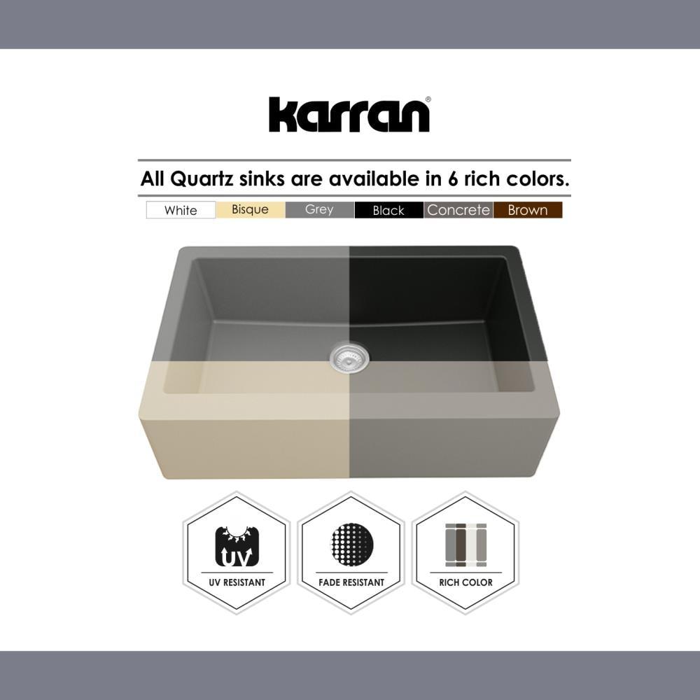 Karran Retrofit Farmhouse Apron Front Quartz Composite 34'' X 21-1/4'' 50/50 Double Bowl Kitchen Sink