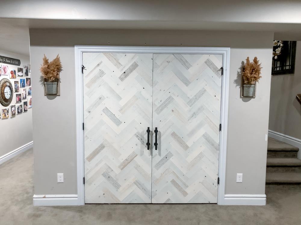 Timberchic River Reclaimed Wooden Wall planks - Simple Peel & Stick Wall Covering Application for DIY Accent Wall & Home Improvement - Premium Wall Paneling - Herringbone Pattern