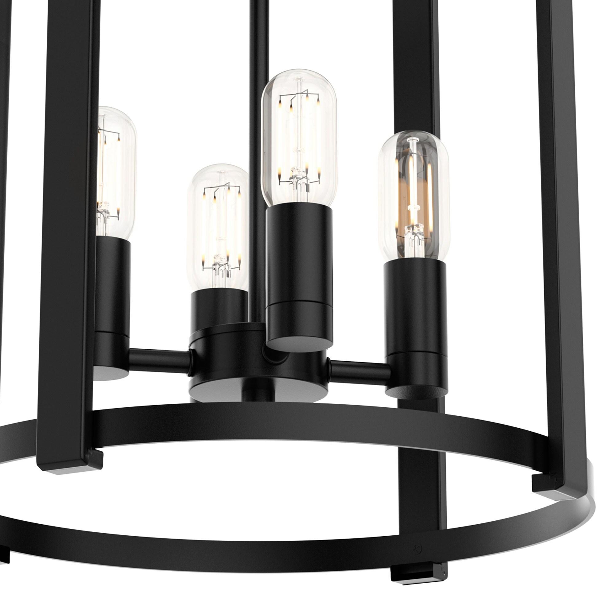 19003-Hunter Fans-Astwood 4-Light Lantern Chandelier in Caged Style-16 Inches Wide by 25.5 Inches High-Matte Black Finish