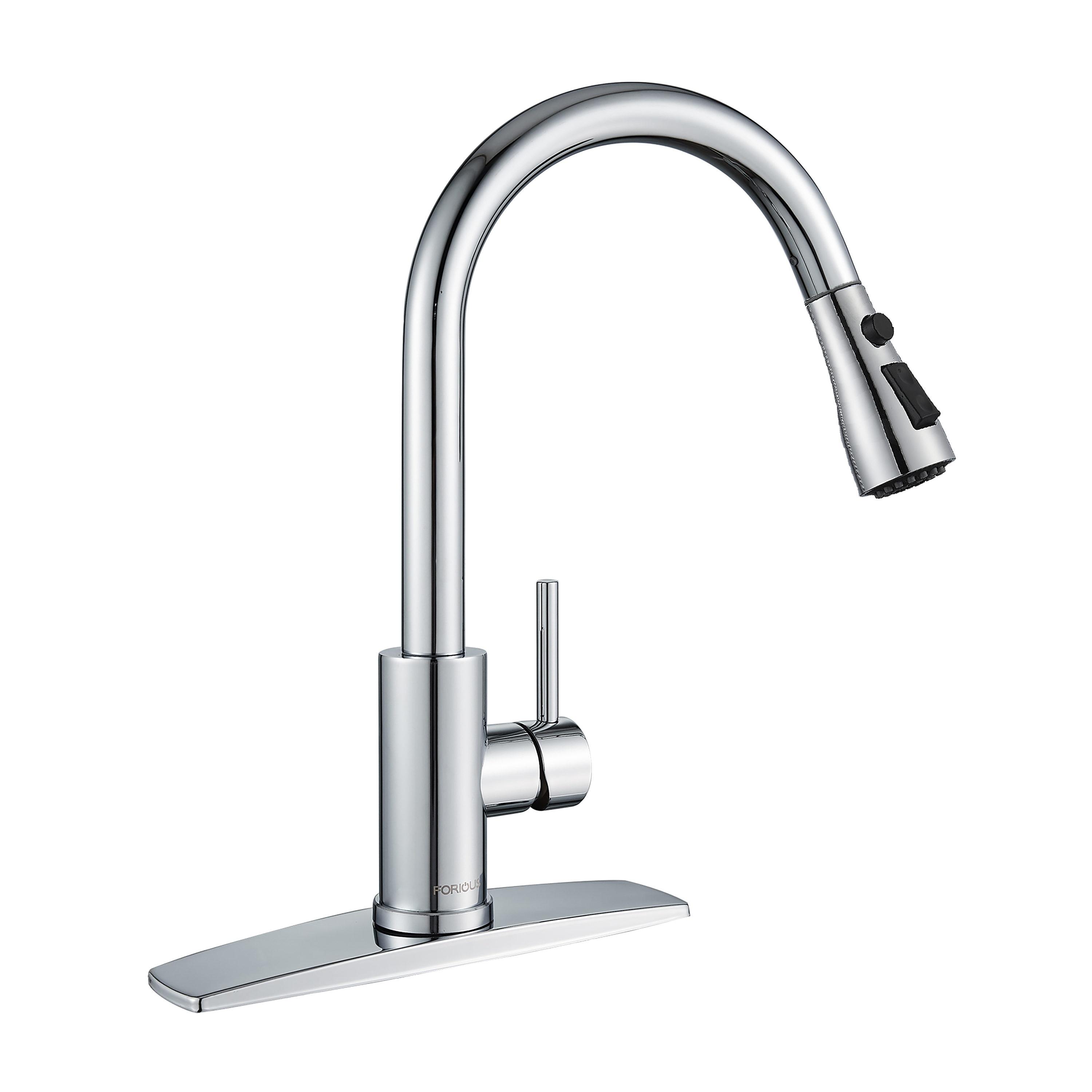 Chrome Stainless Steel Pull-Down Kitchen Faucet with Sprayer