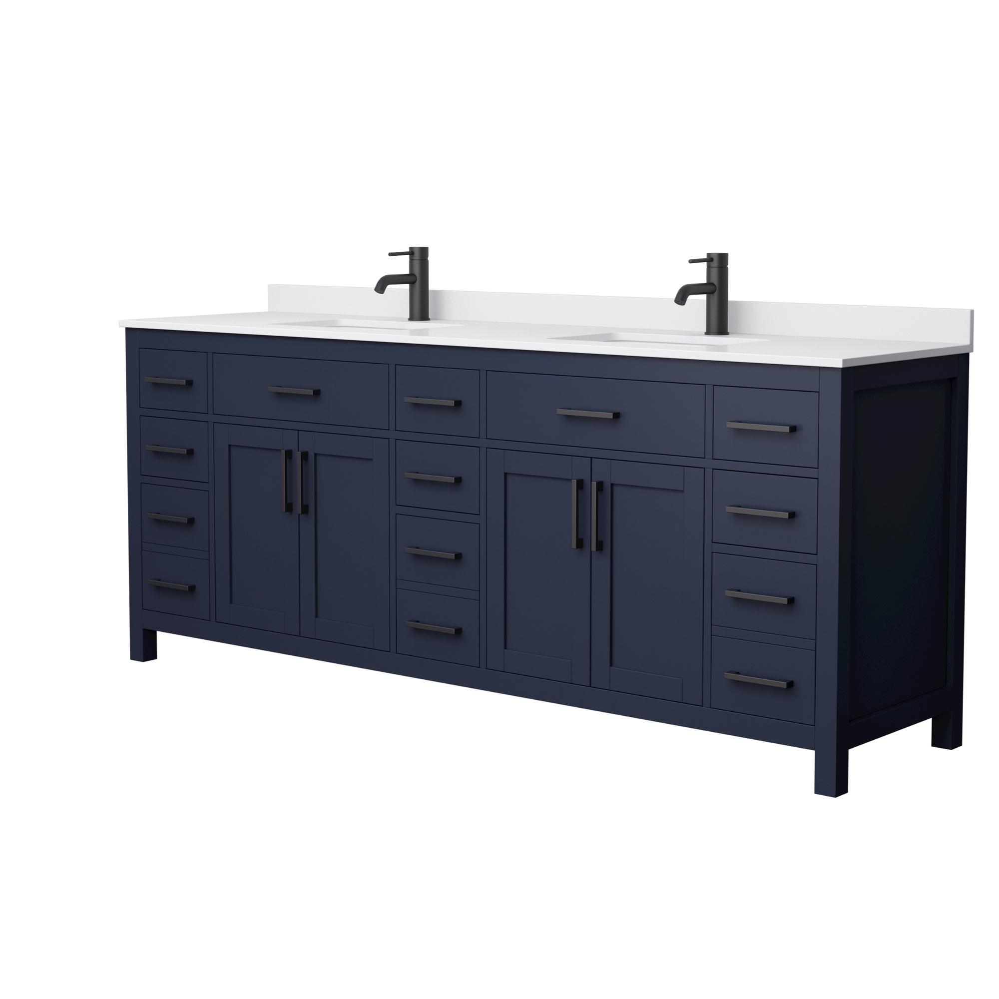 Beckett 84" Freestanding Double Bathroom Vanity with Cultured Marble Top