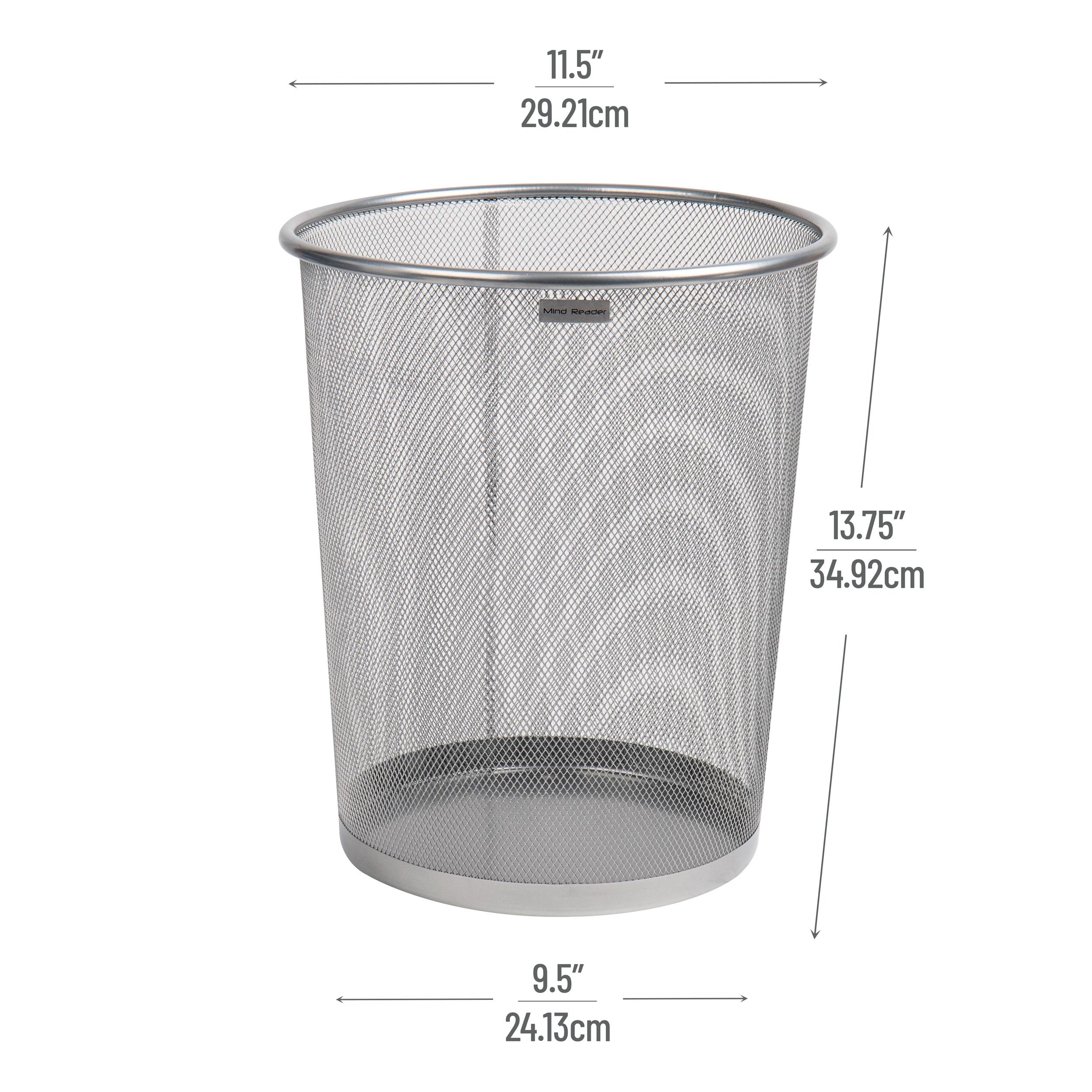 Mind Reader Mesh Trash Can, 16.65L (4.4 gal), Waste Paper Basket, Round, Office, Metal Mesh, 11.5"L x 11.5"W x 13.75"H