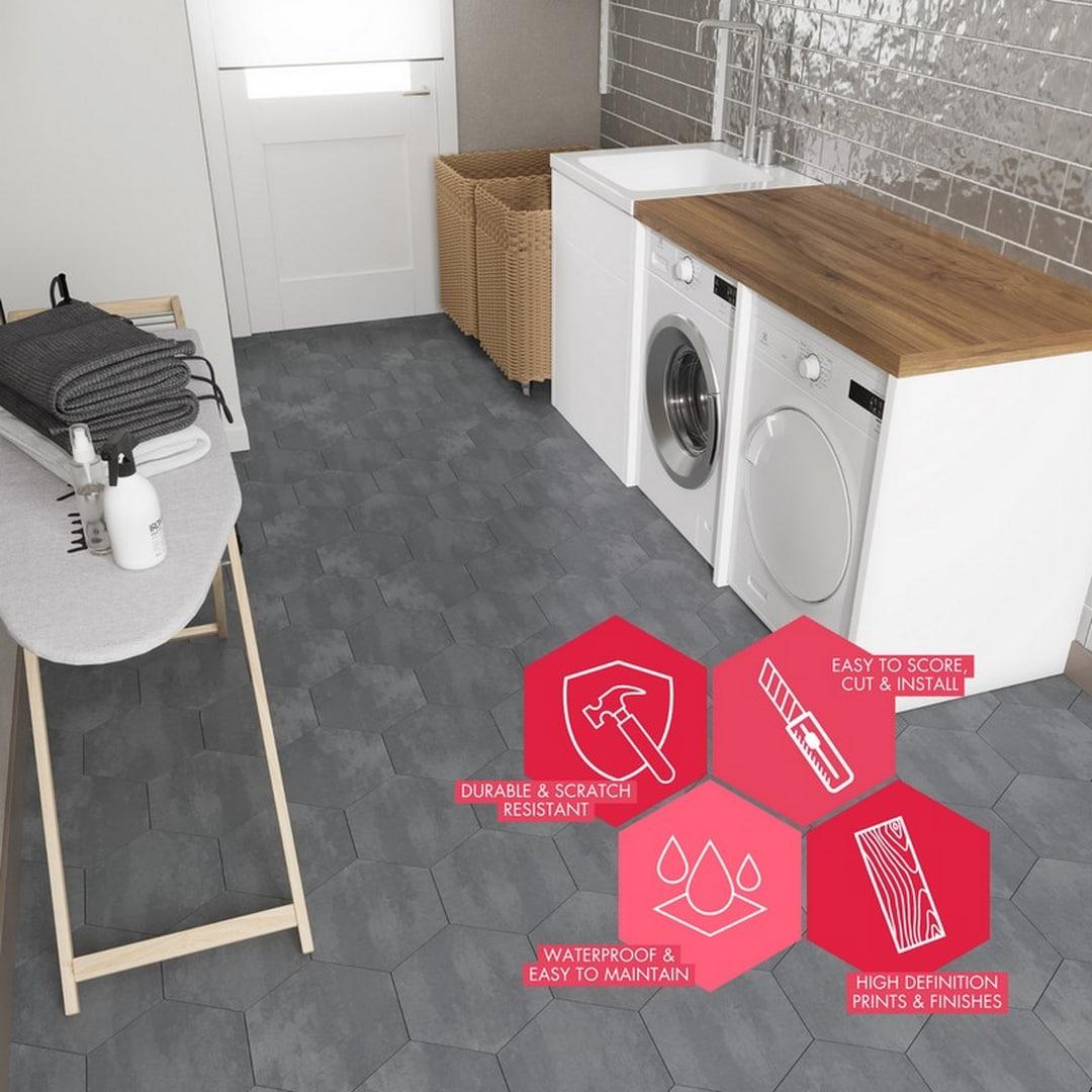 BaseCore HEX Gray 12 MIL x 5.75 in. W Waterproof Peel and Stick Vinyl Plank Sample