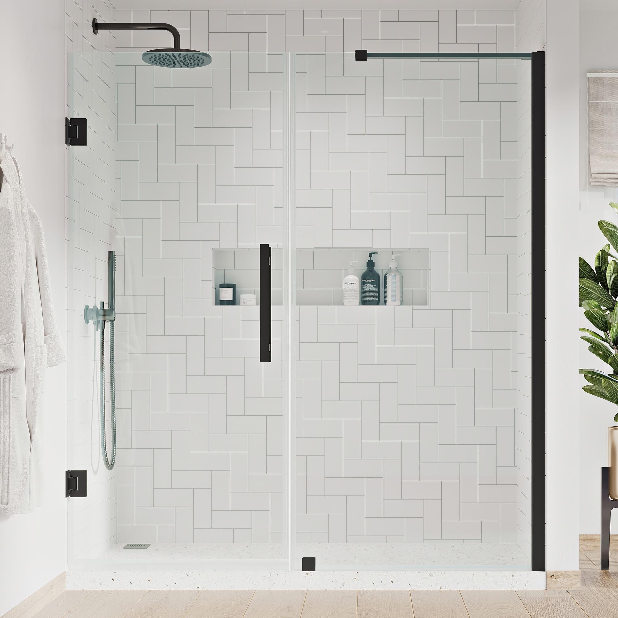 Black Frameless Glass Alcove Hinge Shower Door Kit