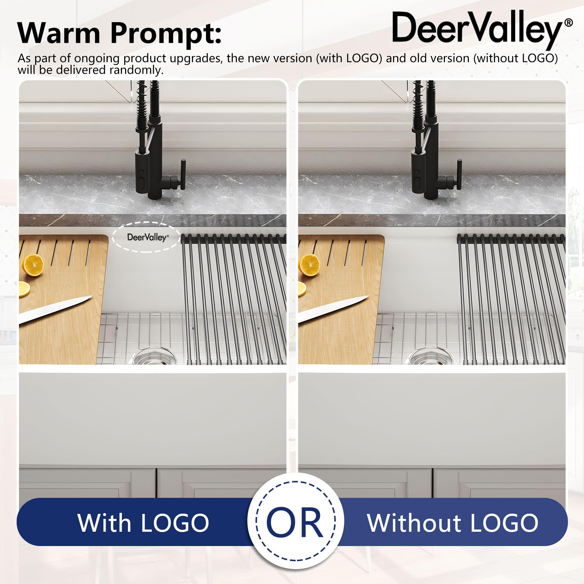 DeerValley 33" L X 20" W Single Basin Workstation Farmhouse Kitchen Sink With Sink Grid, Cutting Board And Dish-Drying Rack