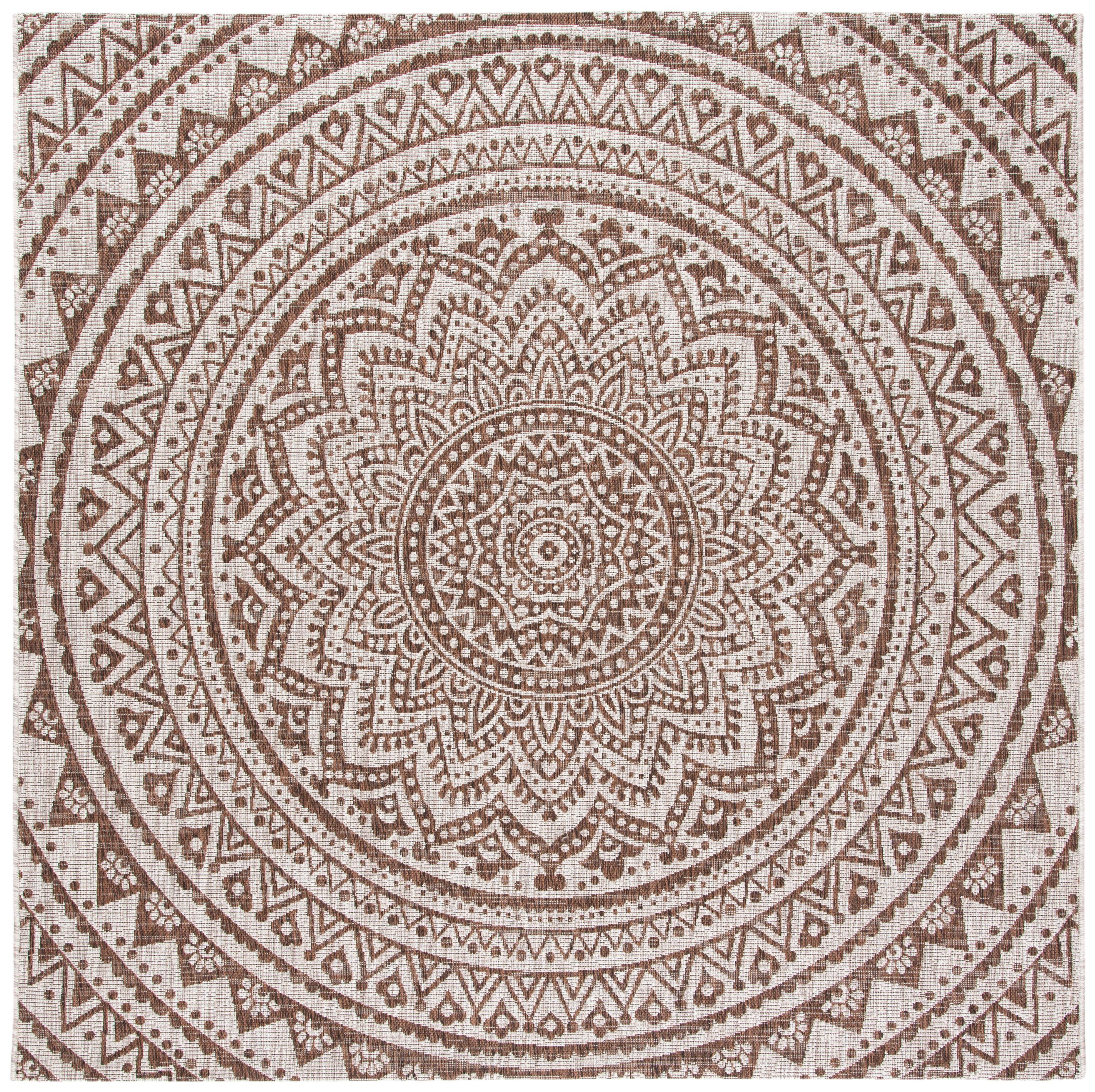Courtyard CY8734 Power Loomed Indoor and Outdoor Area Rug - Light Beige/Light Brown - 5'3"x5'3" - Safavieh