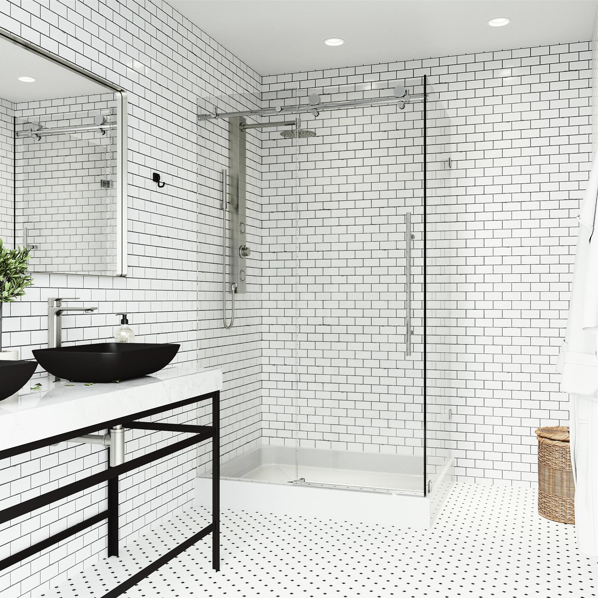 Elan E-class 48" W x 36" D x 82" H Sliding Frameless Shower Enclosure with 3/8" Clear Glass&Base