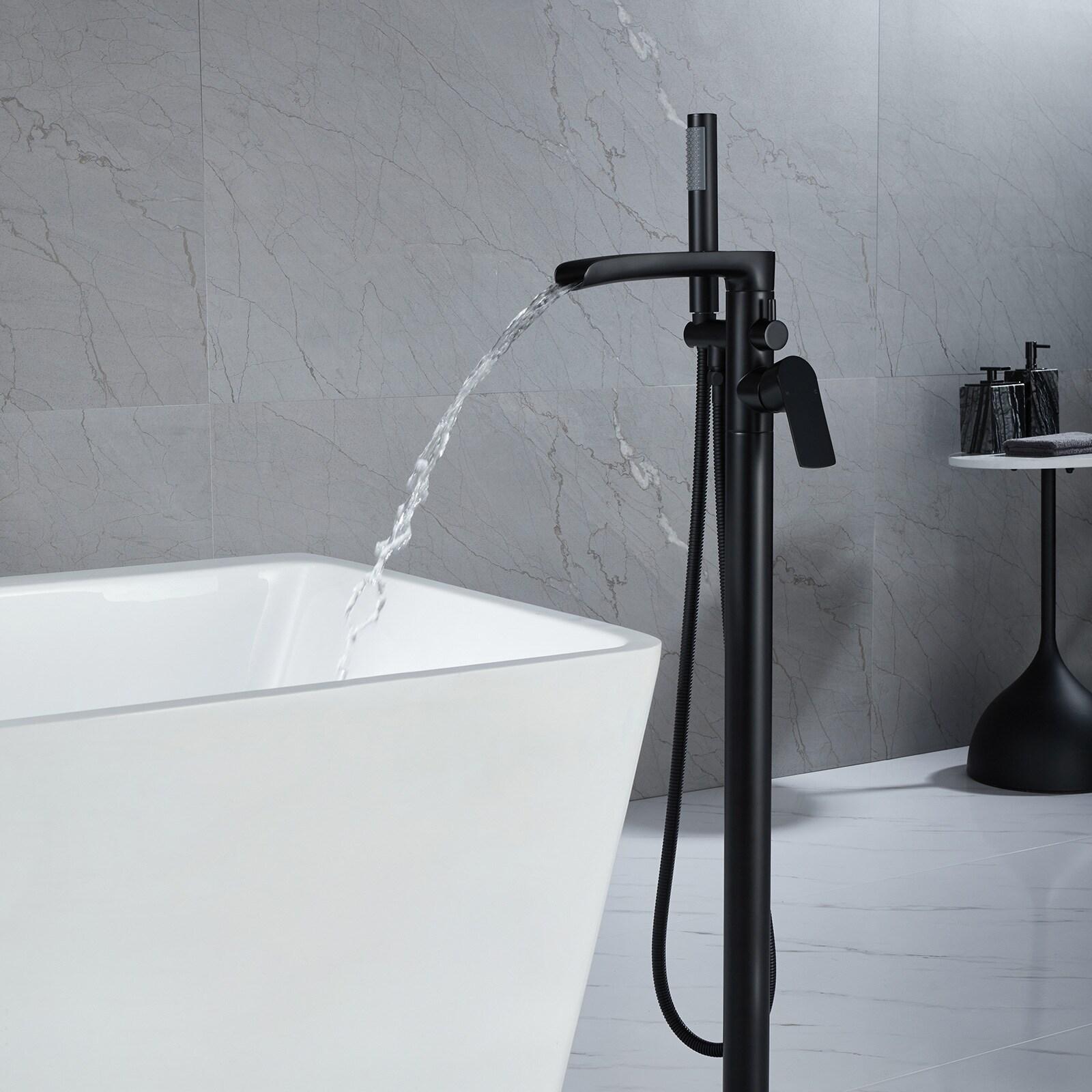 Single-Handle Freestanding Floor Mount Roman Tub Faucet Bathtub Filler with Hand Shower