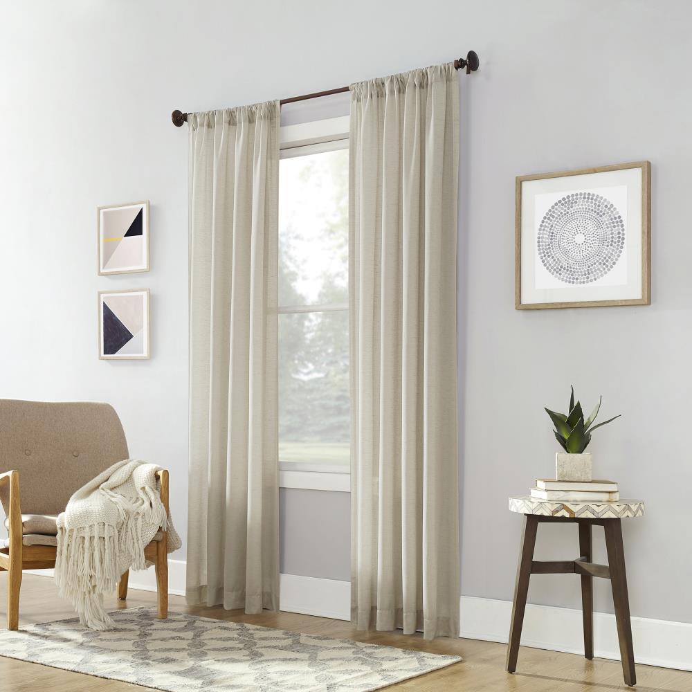 54"x84" No. 918 Light Filtering Semi-Sheer Amalfi Rod Pocket Curtain Panel Ivory: Linen Sheer Curtain Panels, Modern Decor