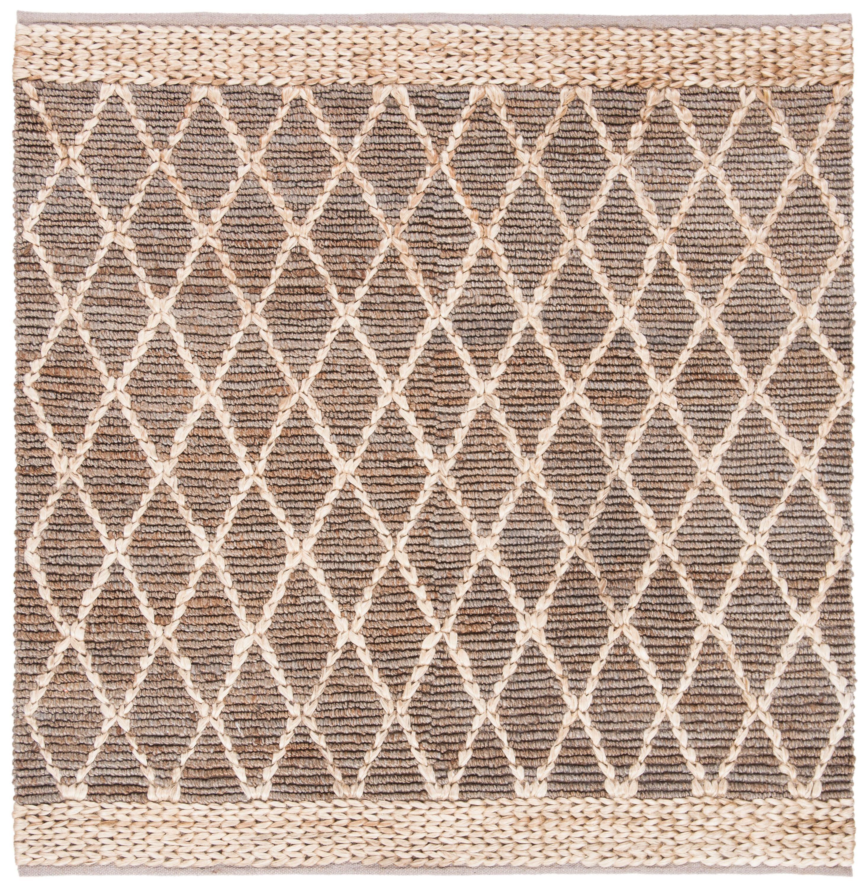 Natural Fiber NF951 Hand Loomed Indoor Area Rug - Natural/Grey - 6'x6' - Safavieh