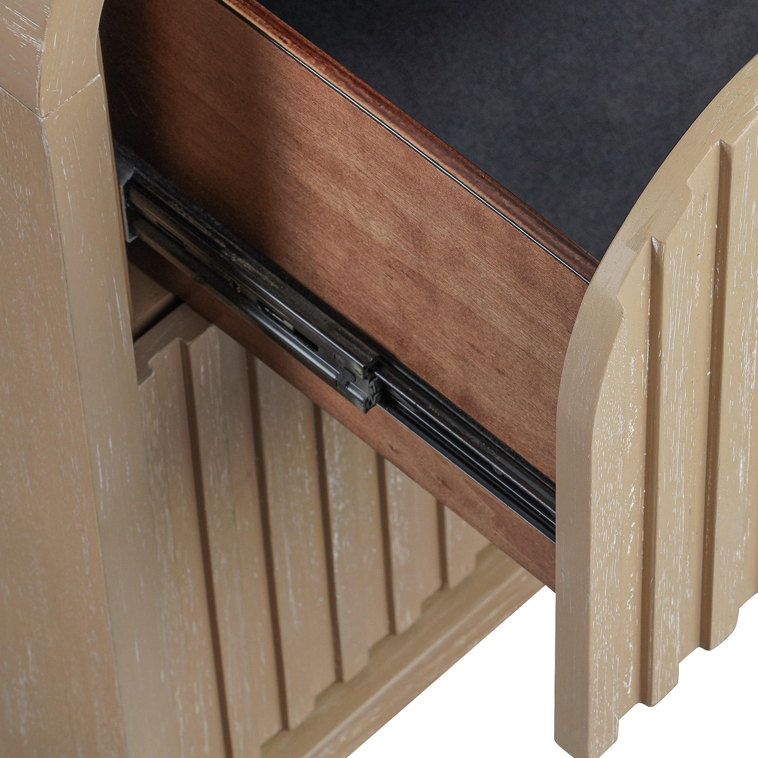 Furniture of America Tissen Modern Solid Wood 5-Piece Queen Bedroom Set with USB Ports, Reeded Panels, Curved Edges and Beveled Mirror, Box Spring Needed, Natural