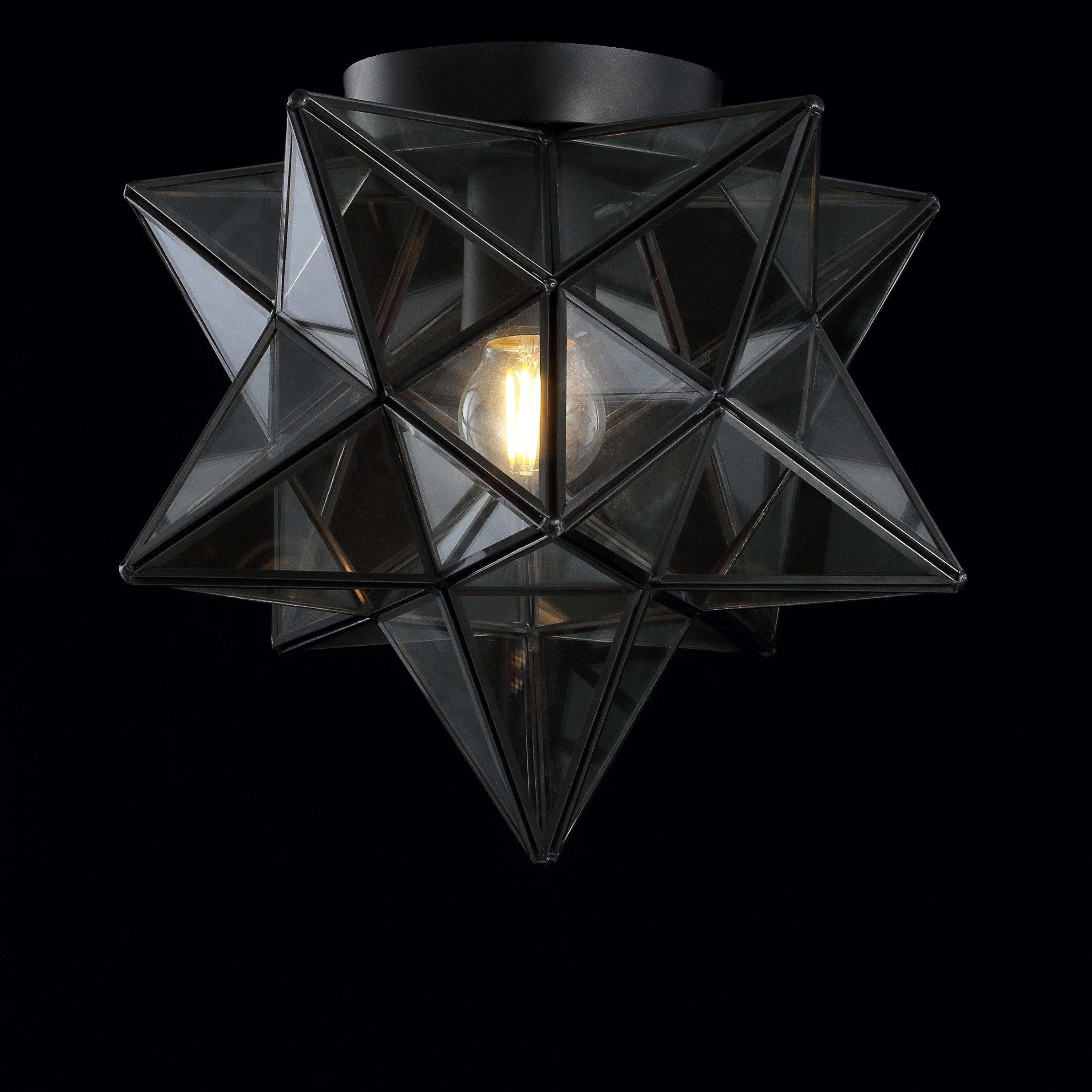 Stella 12" Moravian Star Metal/Clear Glass LED Flush Mount, Oil Rubbed Bronze