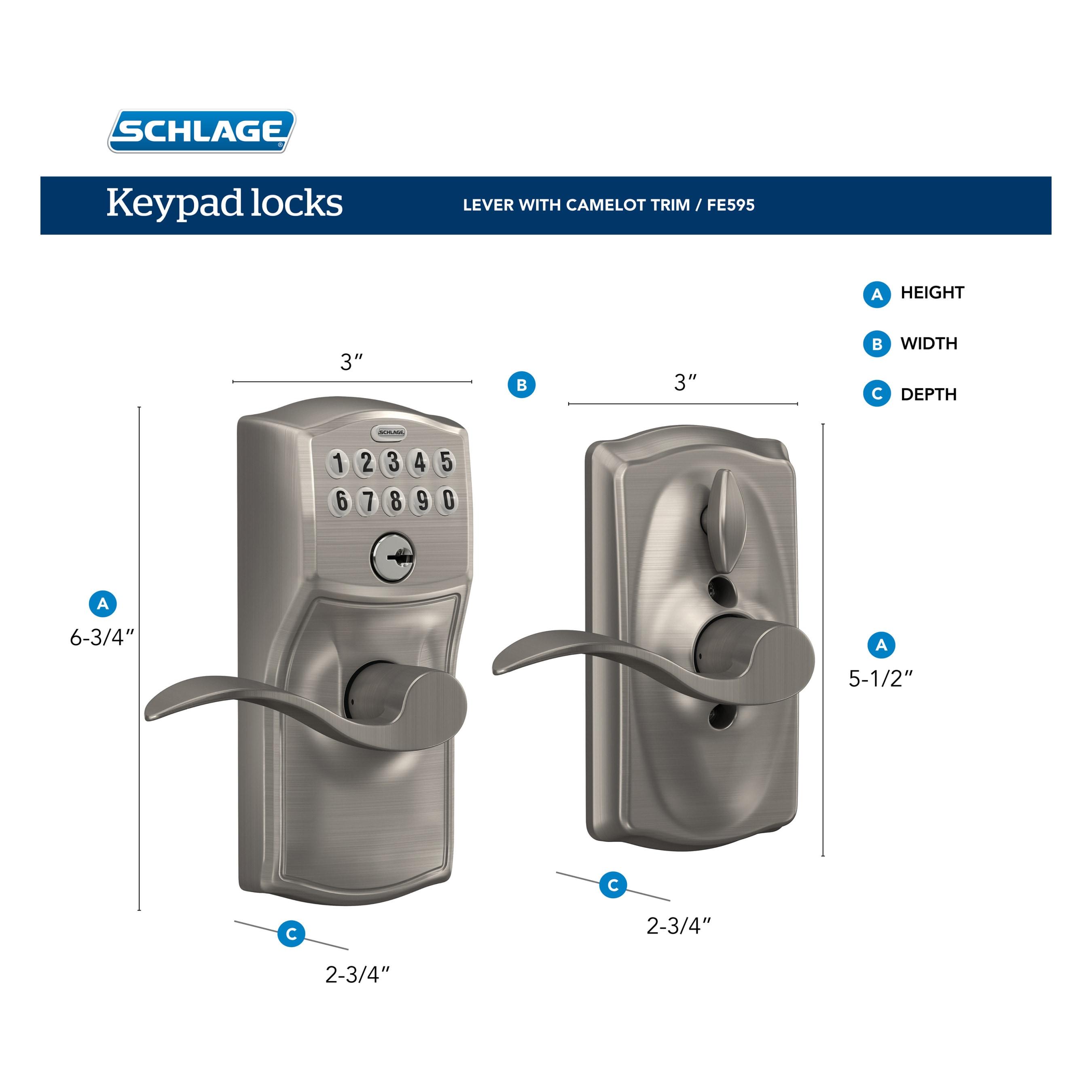 Schlage Fe595-Cam-Acc Camelot Keypad Entry - Nickel