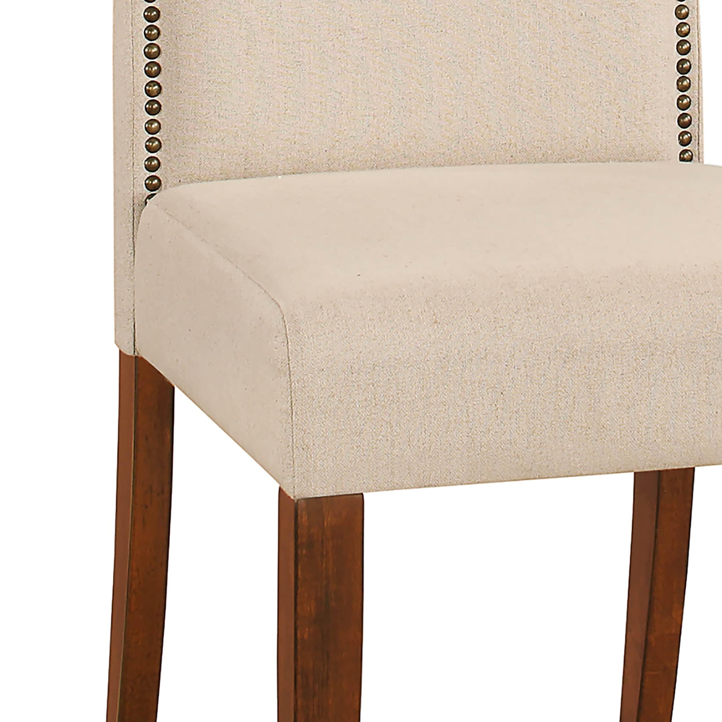 Carolina Living Florence Parson Chair Dark Chestnut: Upholstered Linen & Cotton, Nailhead Trim, Wood Legs