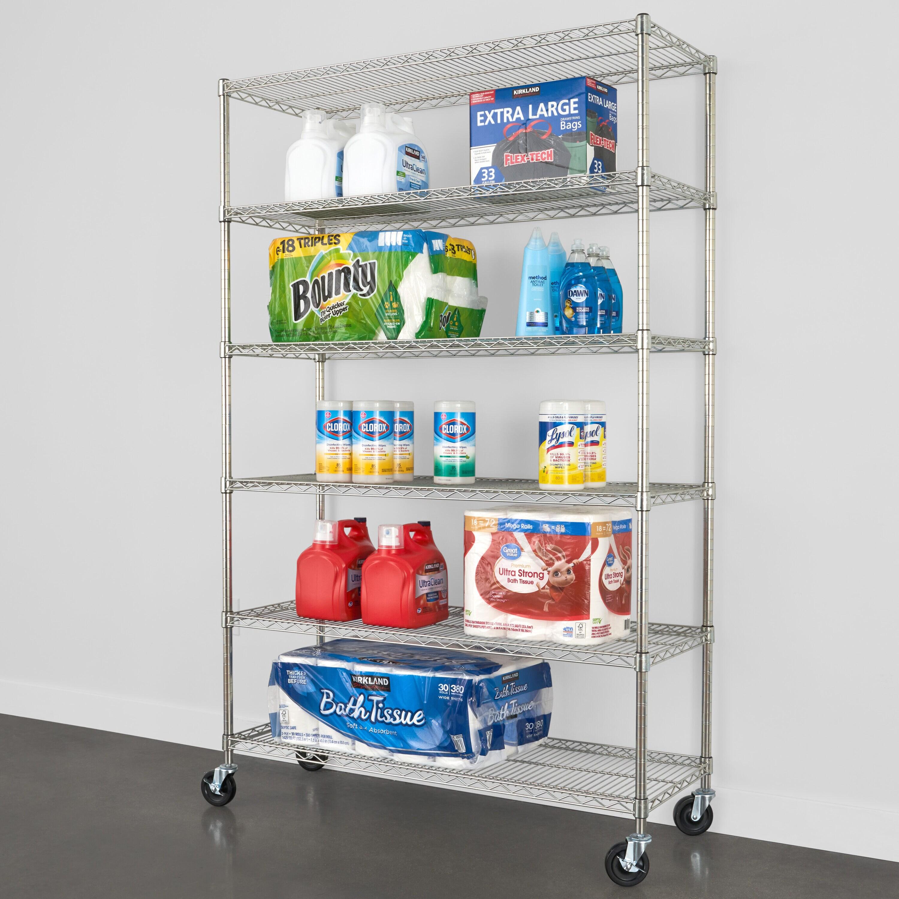 WFX Utility™ SafeRacks 6 Tiered Storage Shelves w/Heavy Duty Steel Wire Shelving Unit, Silver