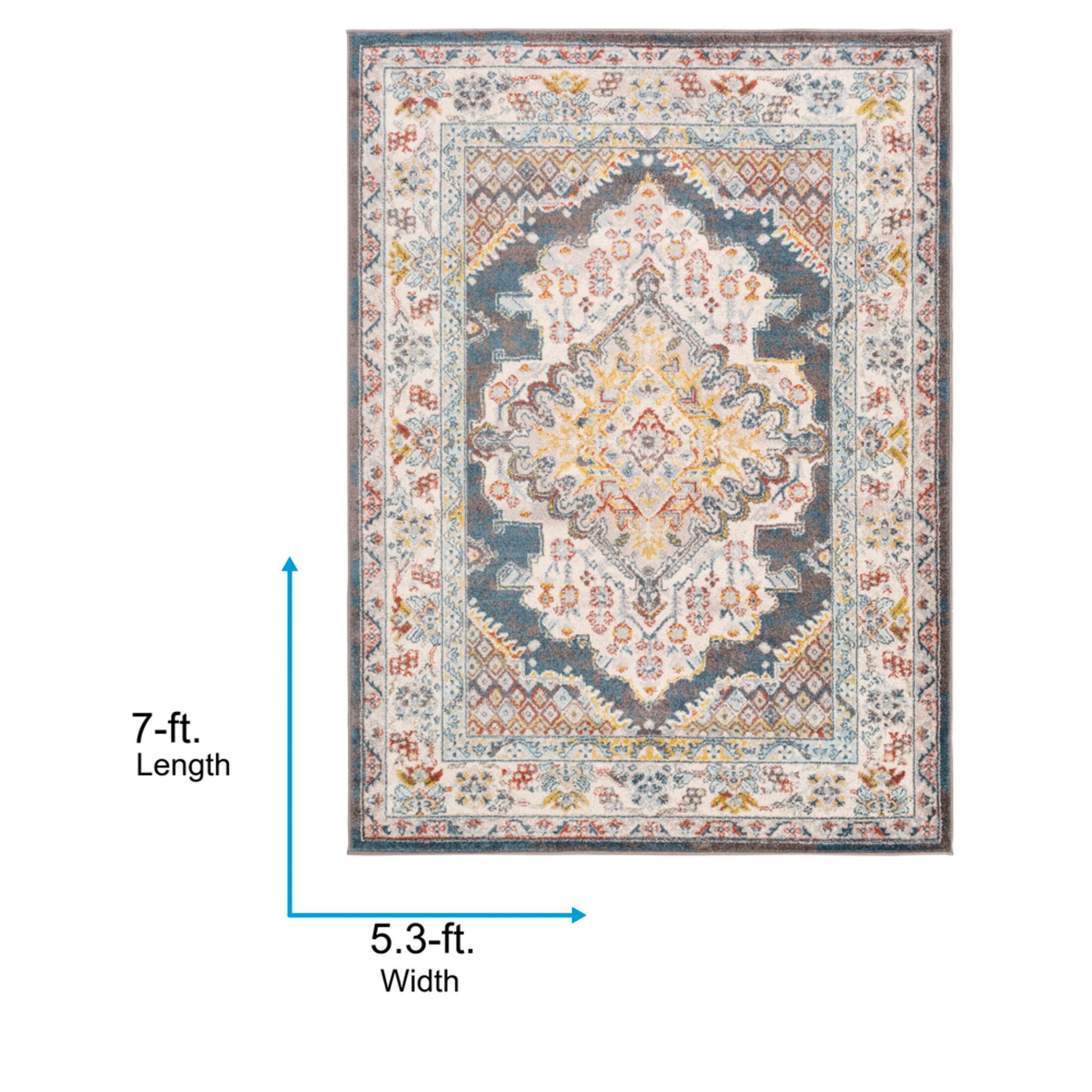 Livabliss 5'3"x7'3" Kashan Traditional Rugs Beige: Stain & Fade-Resistant, Medium Pile, Polypropylene