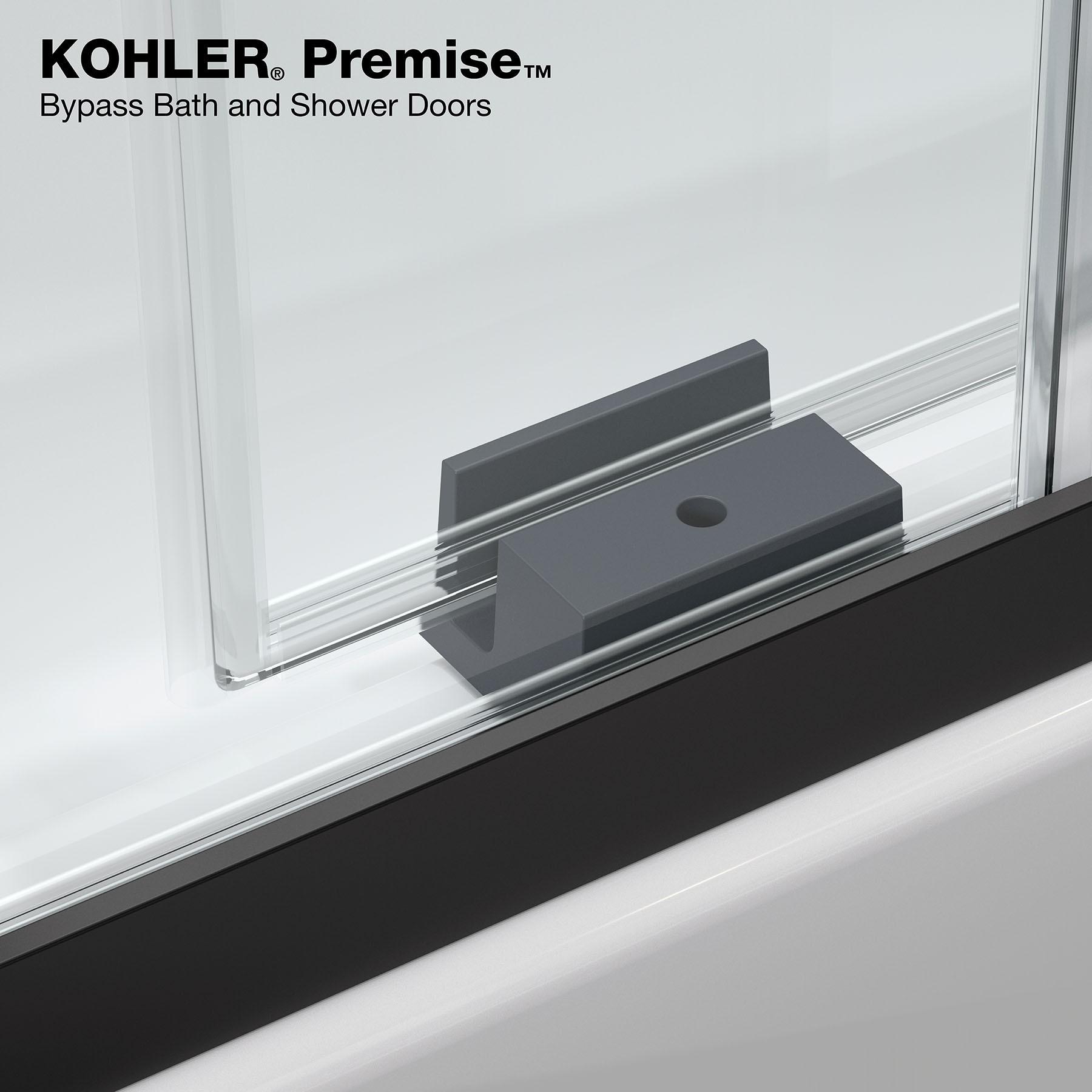 Levity Plus Less Sliding Bath Door, 61-9/16 In. H X 56-5/8 - 59-5/8 In. W, With 5/16 In.-Thick Crystal Clear Glass