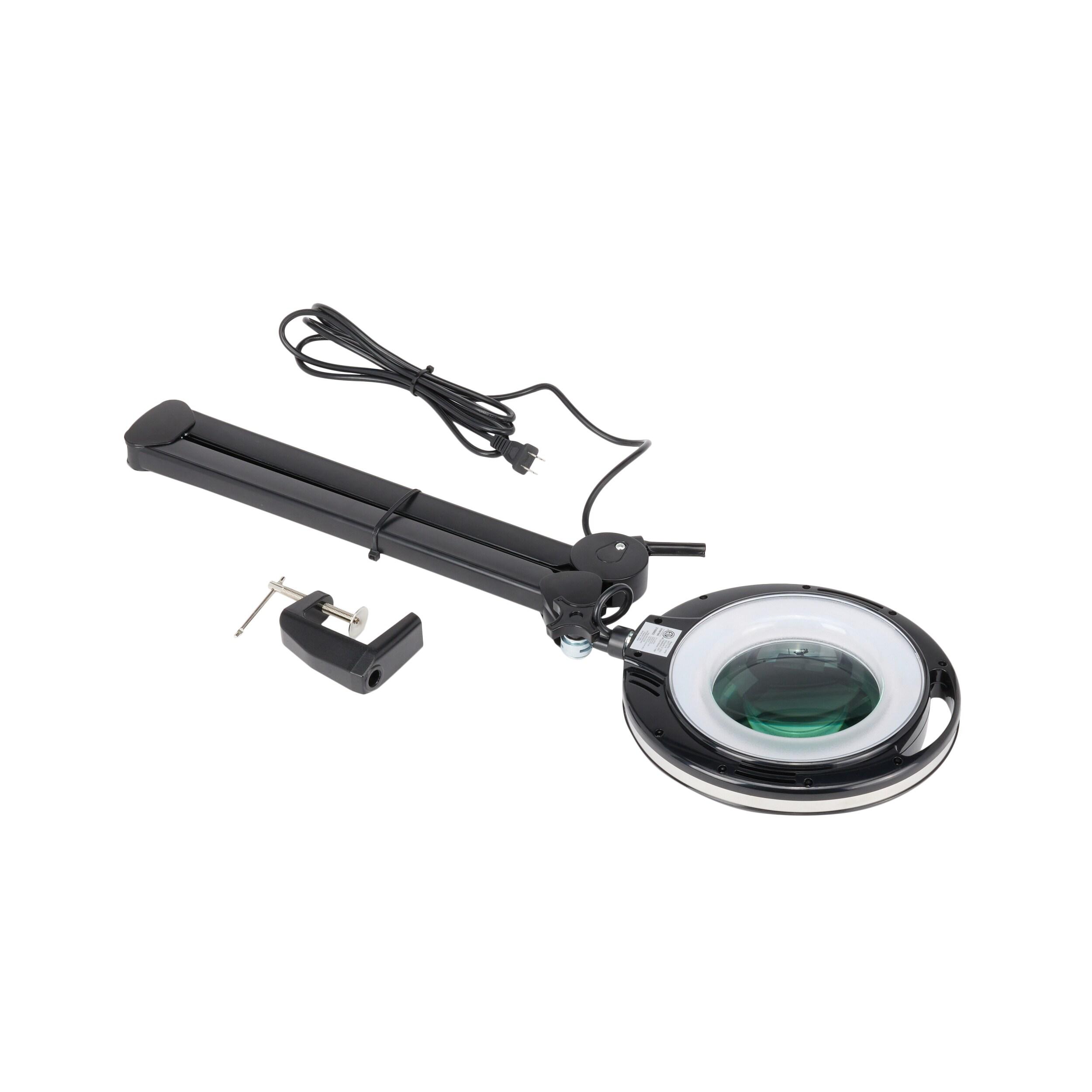 Brightech Lightview Pro 33 in. Adjustable Swing Arm Integrated 2.25X Magnifying Dimmable LED Desk Clamp Lamp