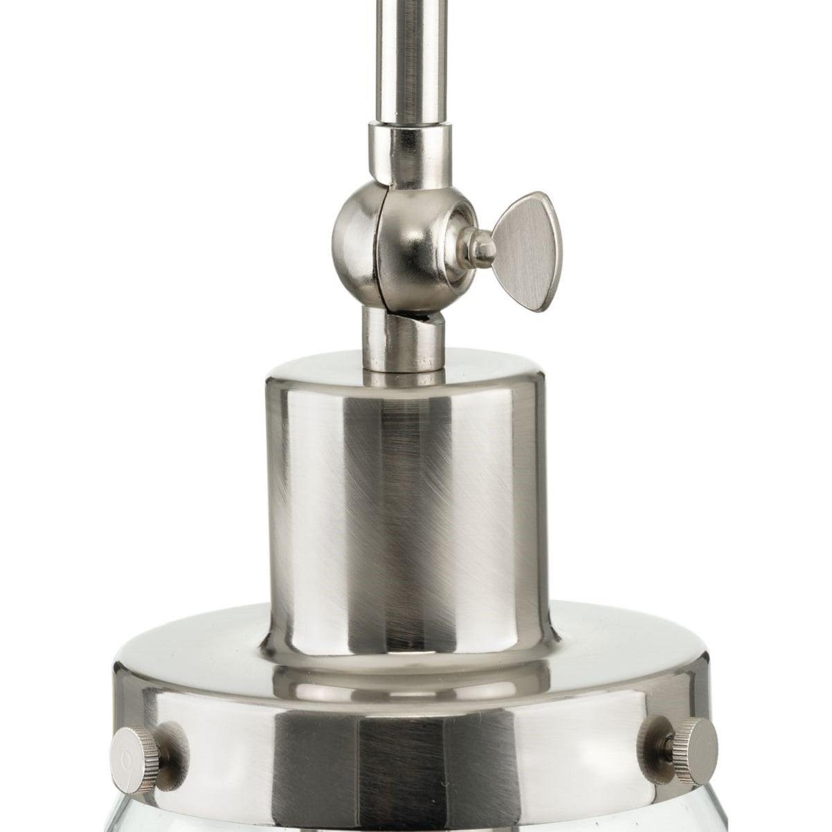 Progress Lighting Hinton 1-Light Industrial Pendant, Brushed Nickel, Seeded Glass Shade
