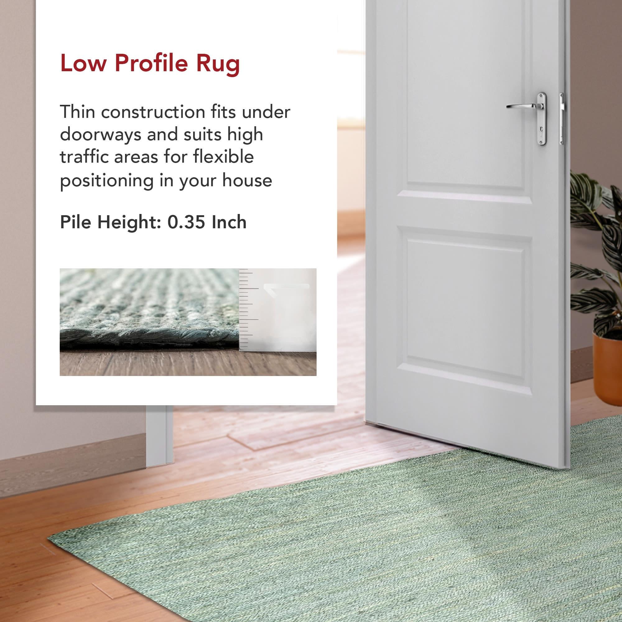 Nuloom 6x9 Rigo Jute Hand Woven Area Rug, Green, Solid Farmhouse Design, Natural Fiber Bedroom, Living Room, Kitchen