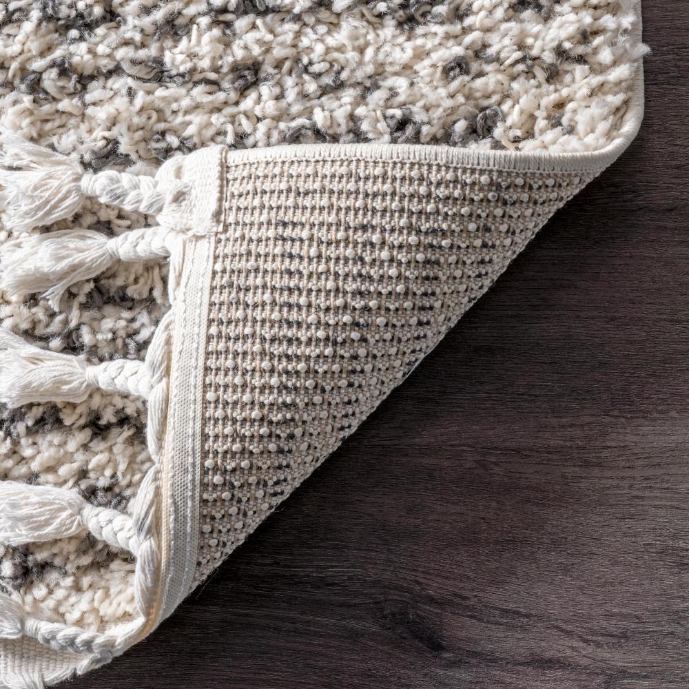Nuloom Bria Trellis 2x6 Runner Shag Indoor Area Rug for Living Room Bedroom Dining Room Nursery Entryway Hallway, Off White/Charcoal