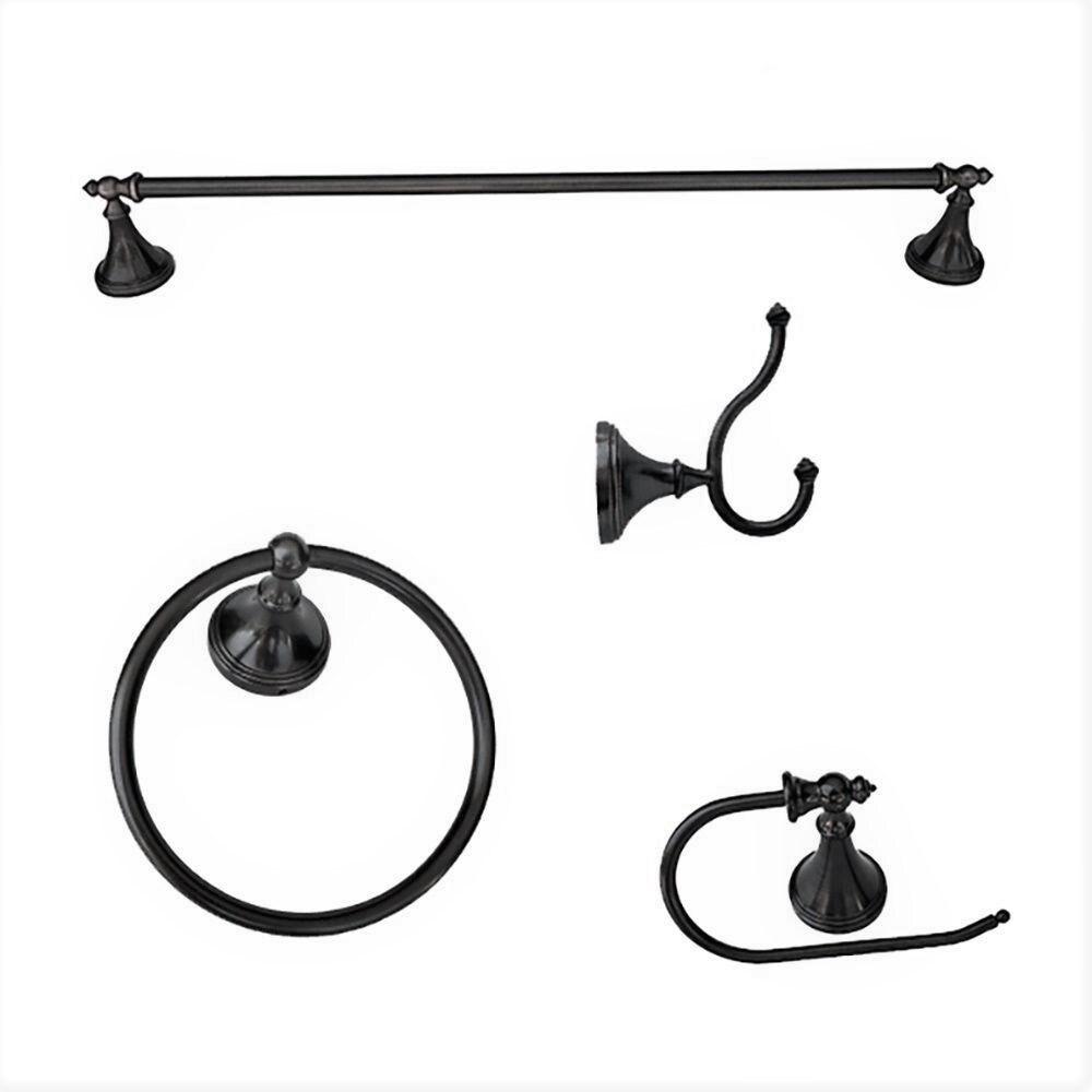 Matte Black Metal 4-Piece Bathroom Hardware Set