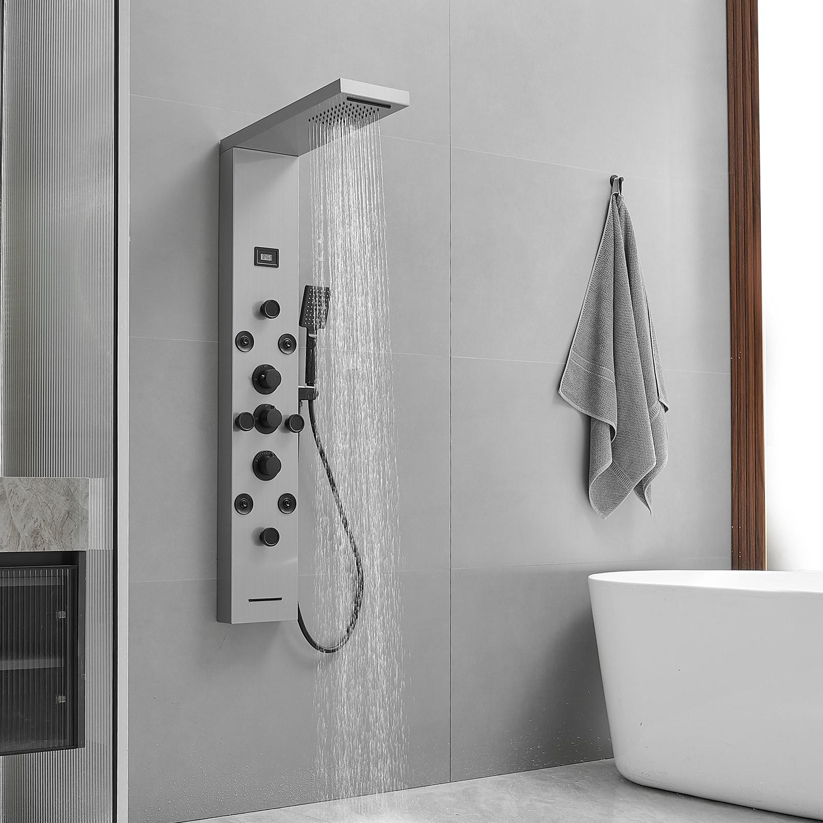 BWE 8-Shower Tower Shower Panel System with Rainfall Shower Head and Shower Wand