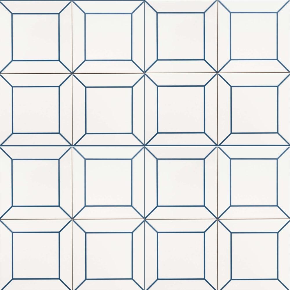 The Tile Life Frame White 6" x 6" Ceramic Patterned Wall Tile for Backsplash Bathroom - 1 Sample