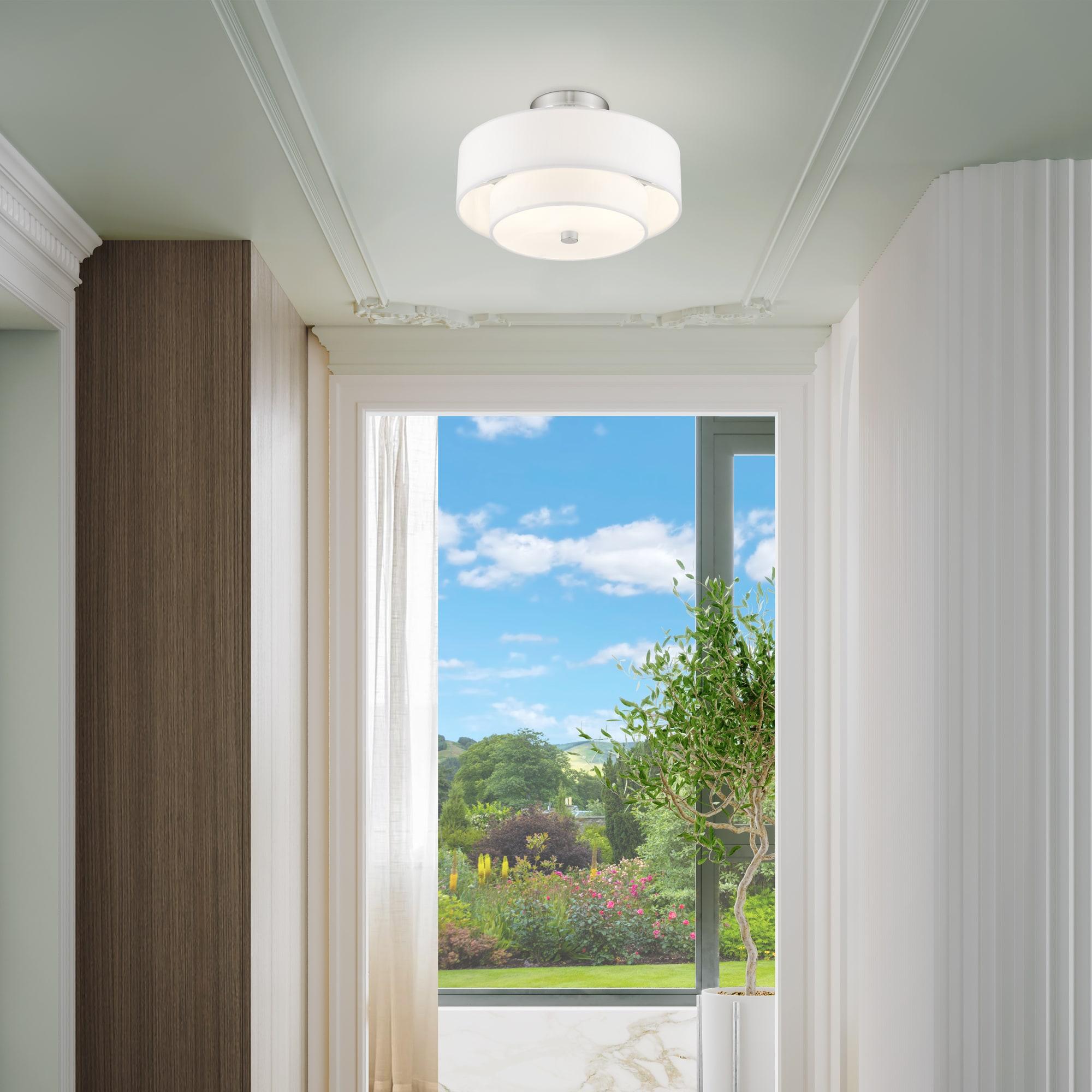 Livex Lighting Claremont 2 - Light Semi-Flush Mount in  Brushed Nickel