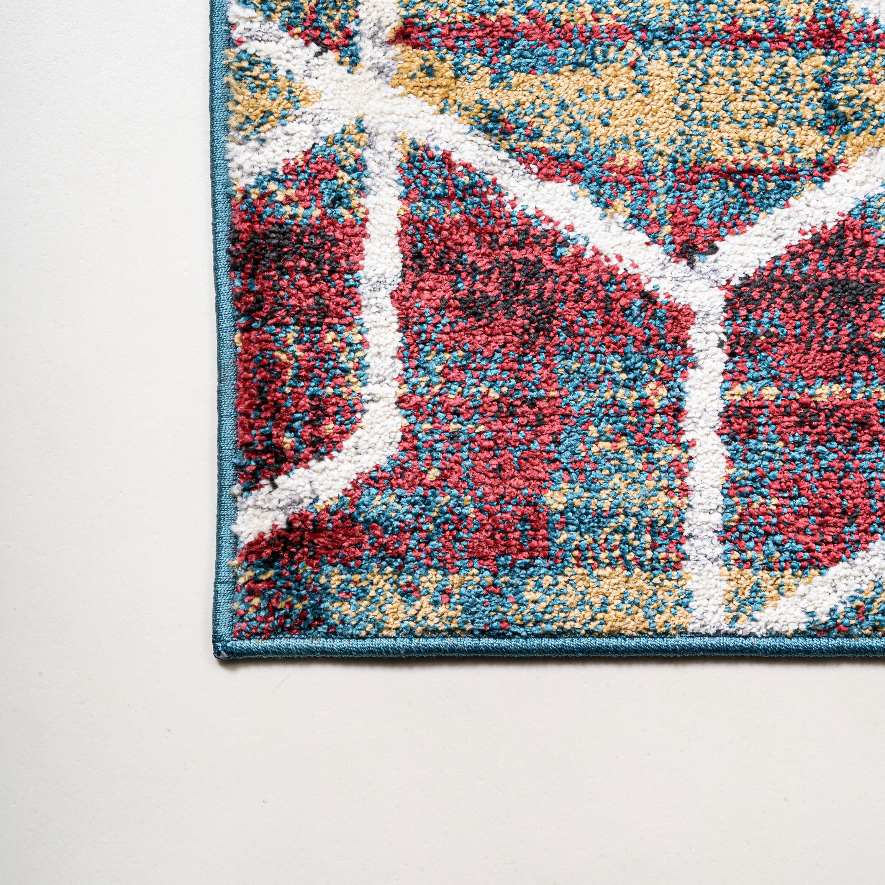 4'x6' Tumbling Blocks Modern Geometric Area Rug, Multi/White - JONATHAN Y