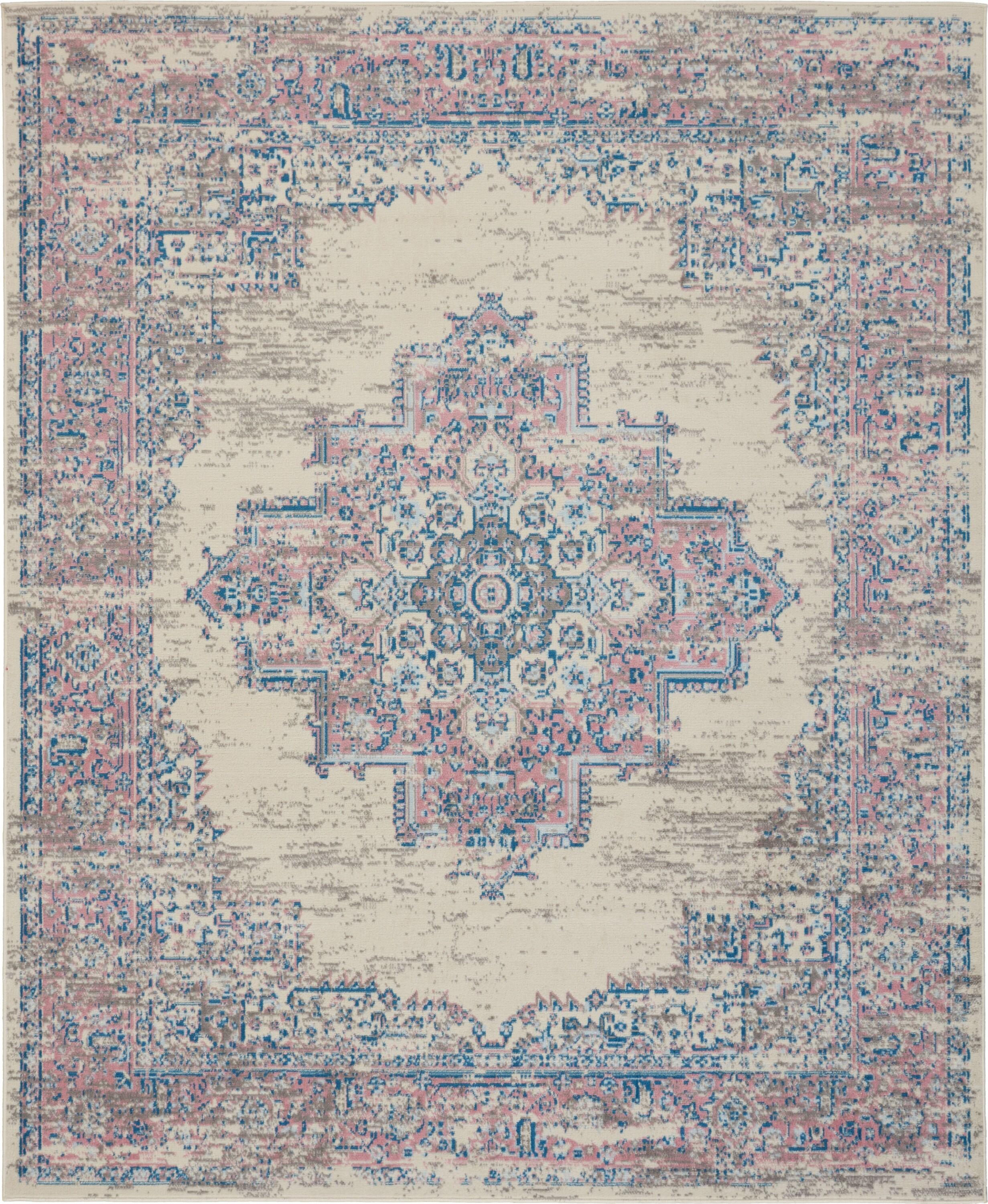 Nourison Grafix GRF14 Ivory/Pink Area Rug 7'10" x 9'10"