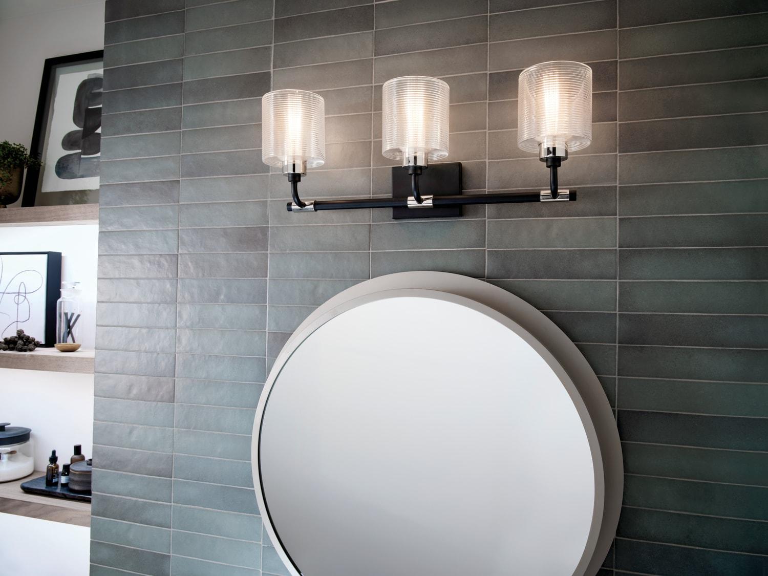 Kichler 86004 30" Diameter Contemporary Circular Metal Framed Bathroom Wall Mirror -