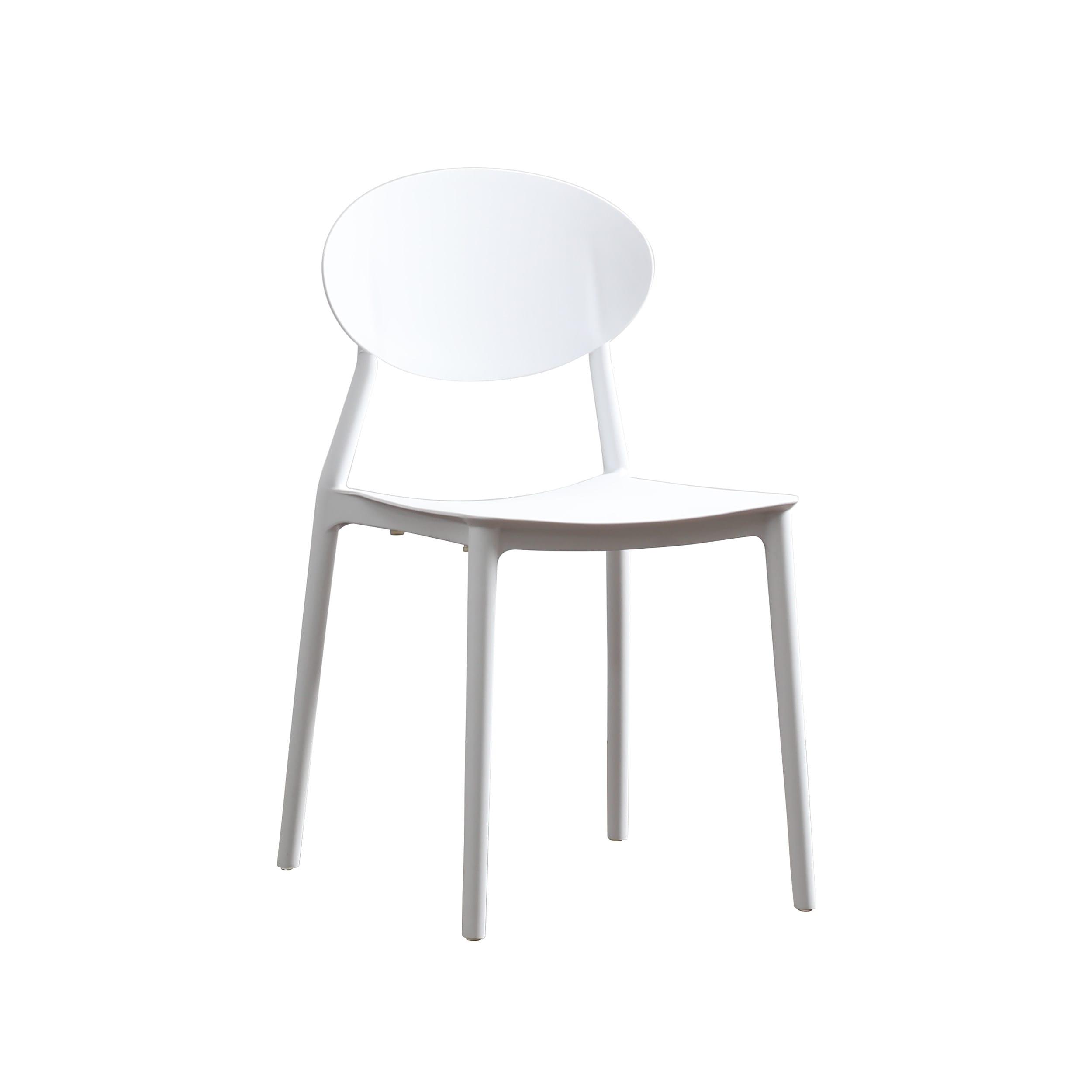 White Polyethylene Stackable Dining Chairs, Set of 2