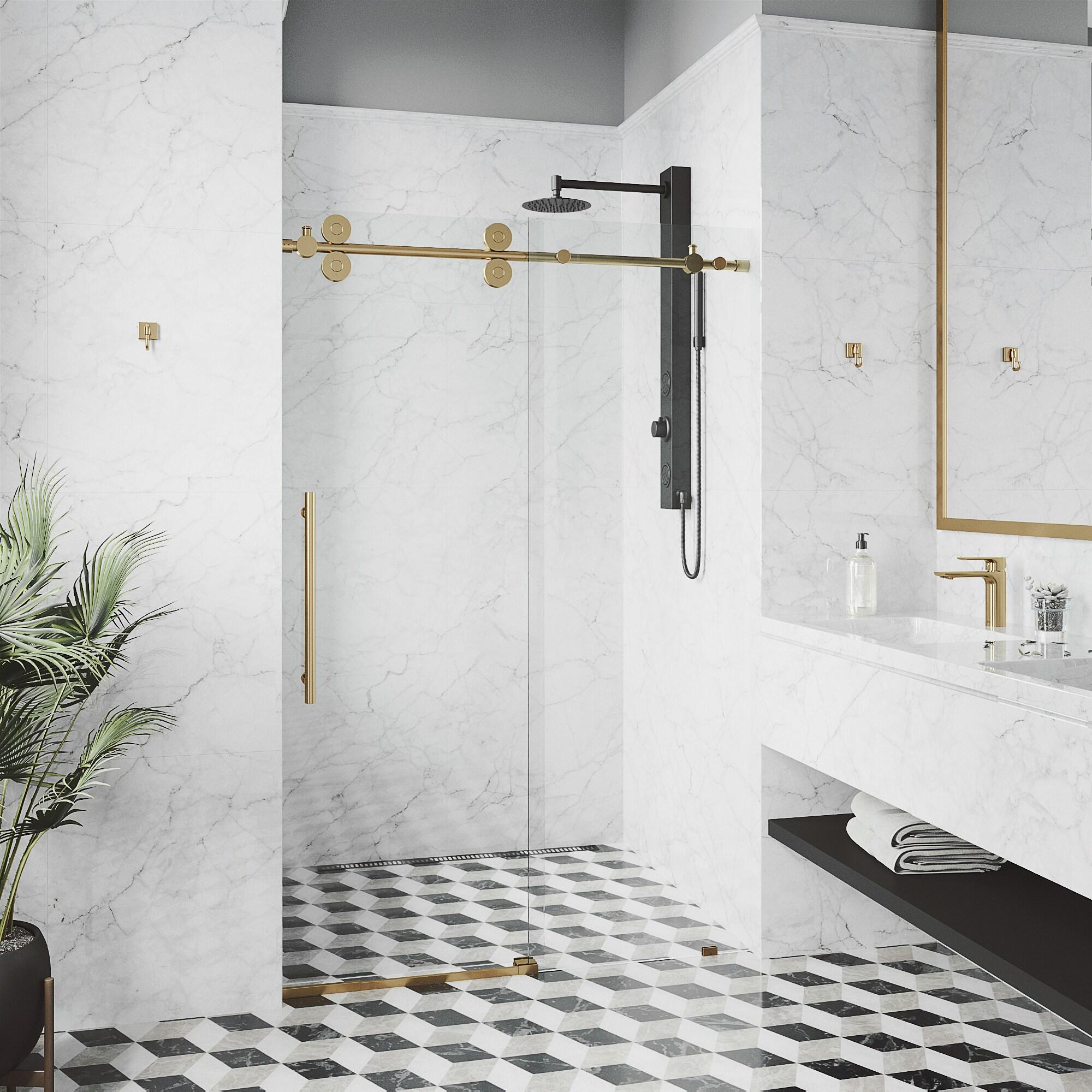 Elan 52-56" W x 74" H Sliding Frameless Shower Door with 3/8" Clear Glass