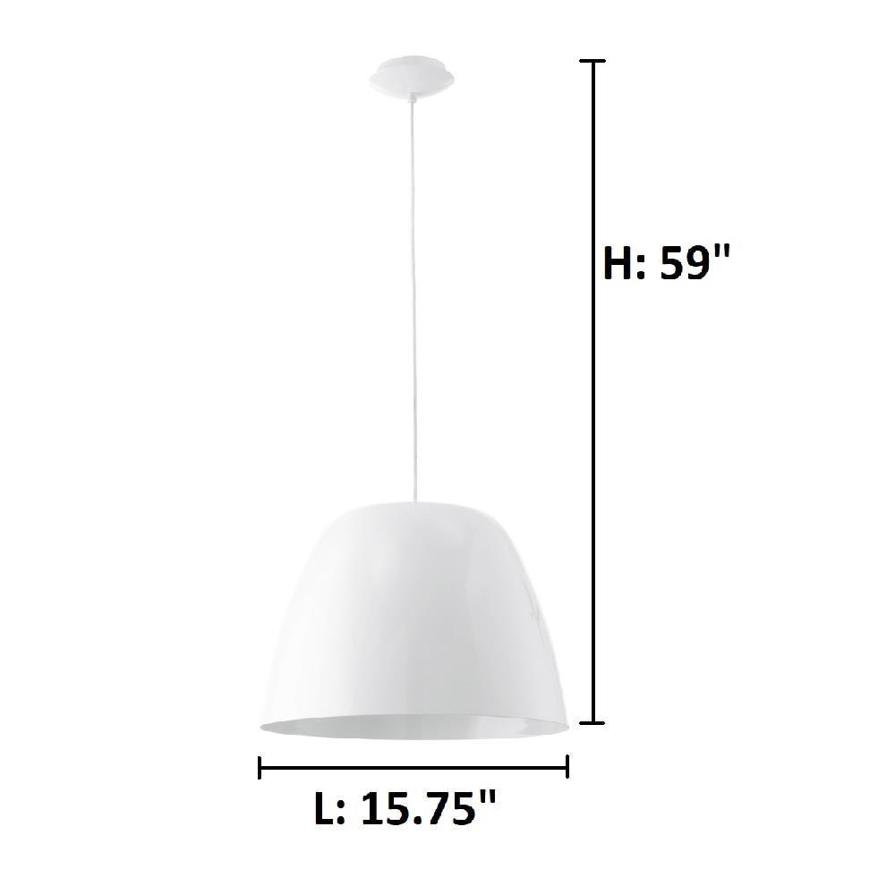 Glossy White Glass Bowl Pendant Light with LED Option