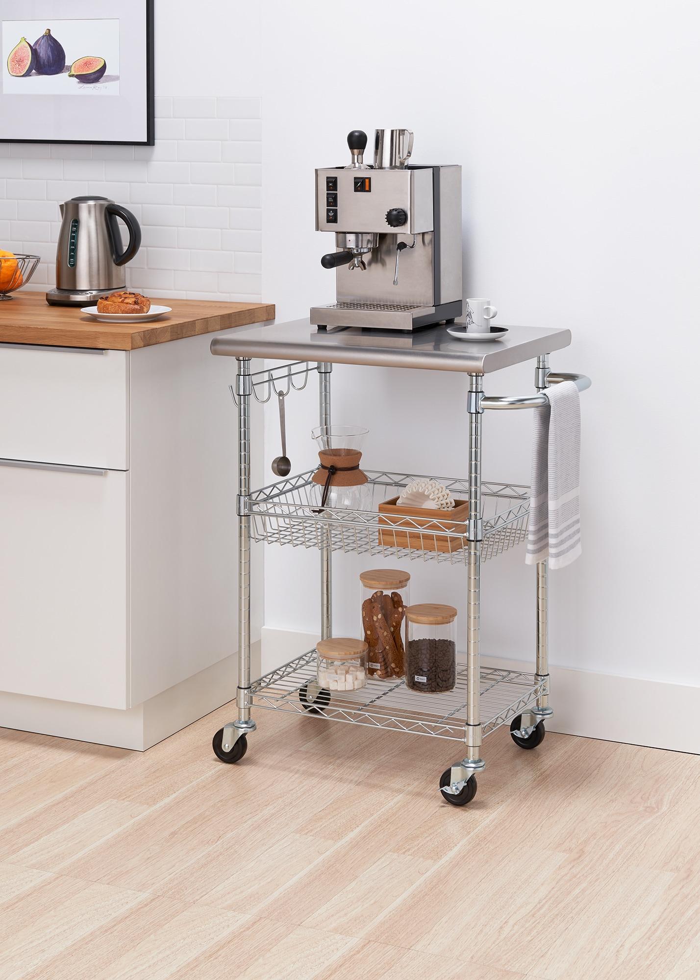 TRINITY EcoStorage® 24" Stainless Steel Kitchen Cart, NSF - Chrome