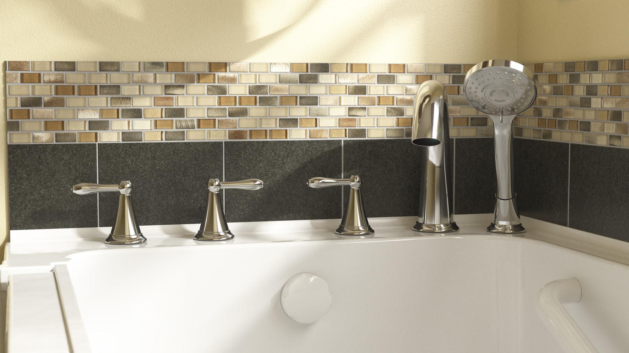 American Standard 59.5'' x 29.75'' Walk-in Soaking Fiberglass Bathtub with Faucet 3060.109.SLW