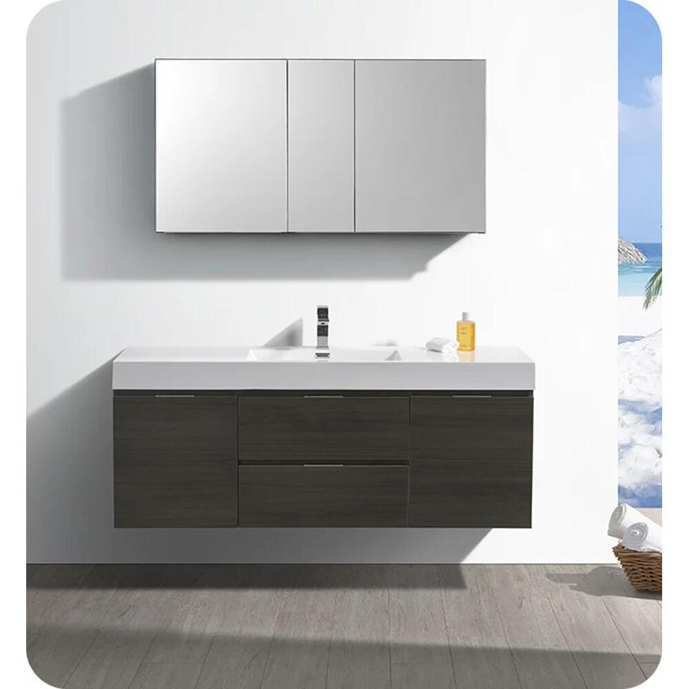 Fresca Valencia 60" Wall Mount Single Sink Bathroom Vanity Base Only (Top and Sink Not Included)