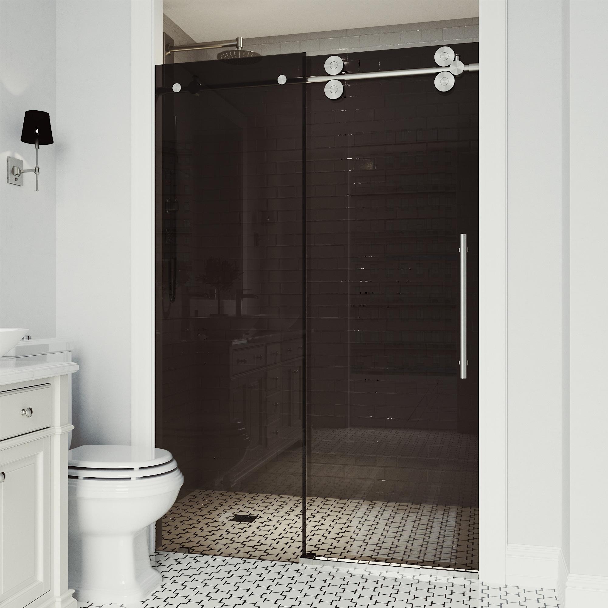 Elan 68-72" W x 74" H Sliding Frameless Shower Door with 3/8" Tinted Glass