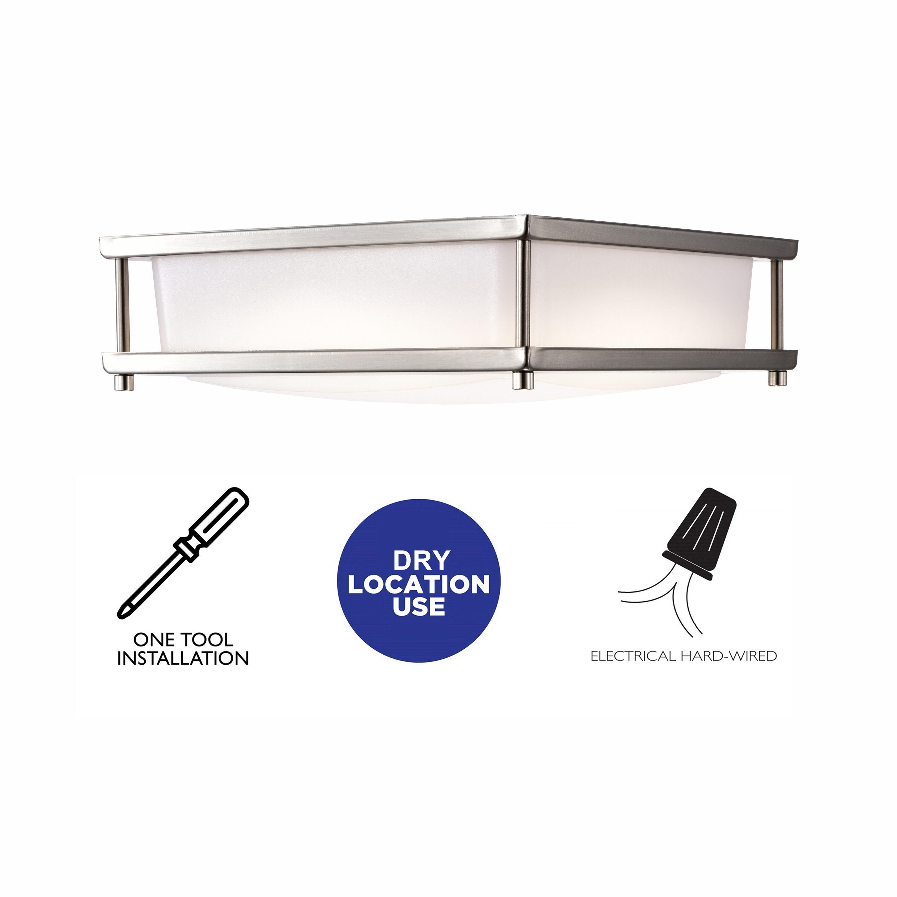 C Cattleya Brushed Nickel LED Flush Mount Light Dimmable 23W Selectable 3000K 4000K 5000K