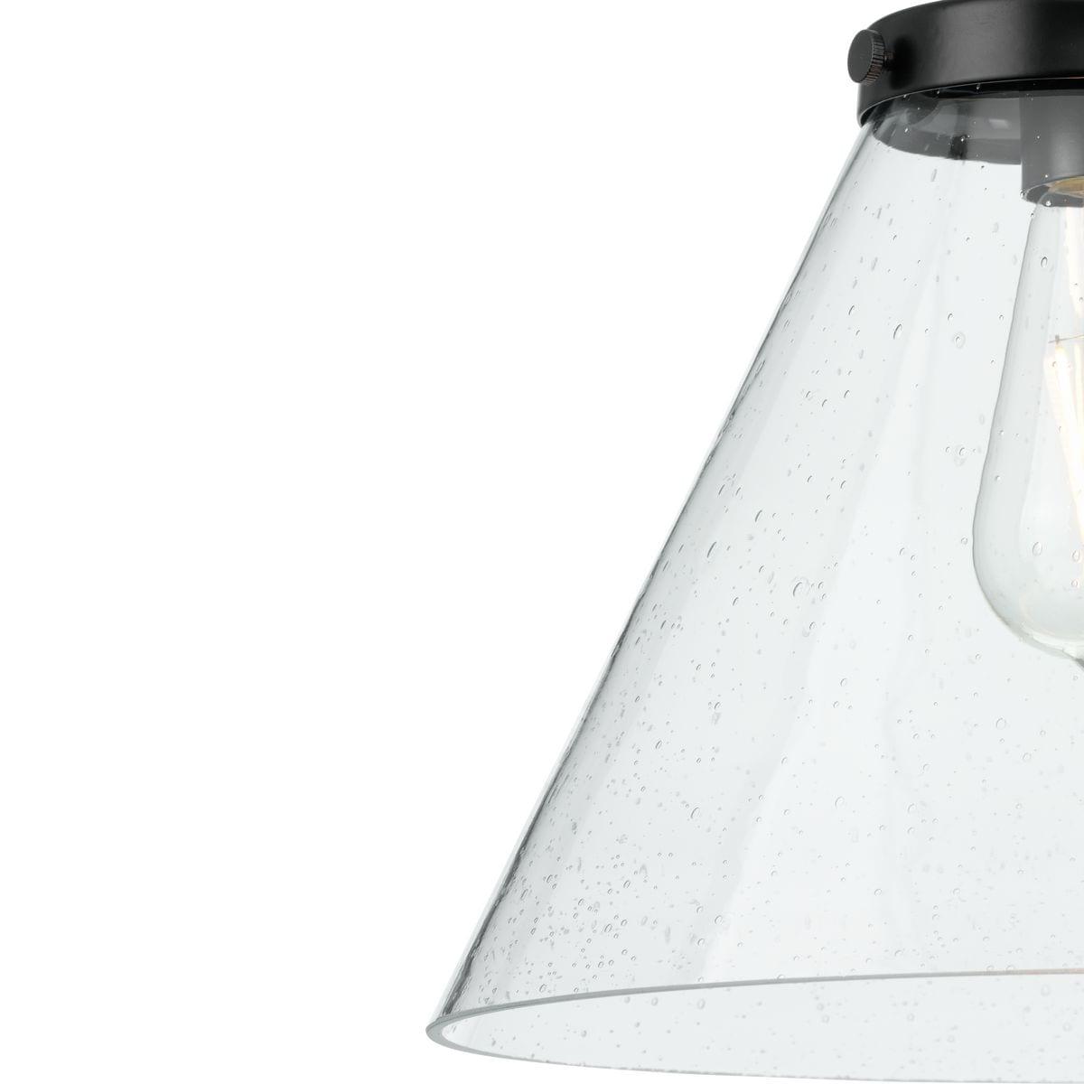 Progress Lighting Hinton 1-Light Industrial Pendant Light, Matte Black, Seeded Glass Shade