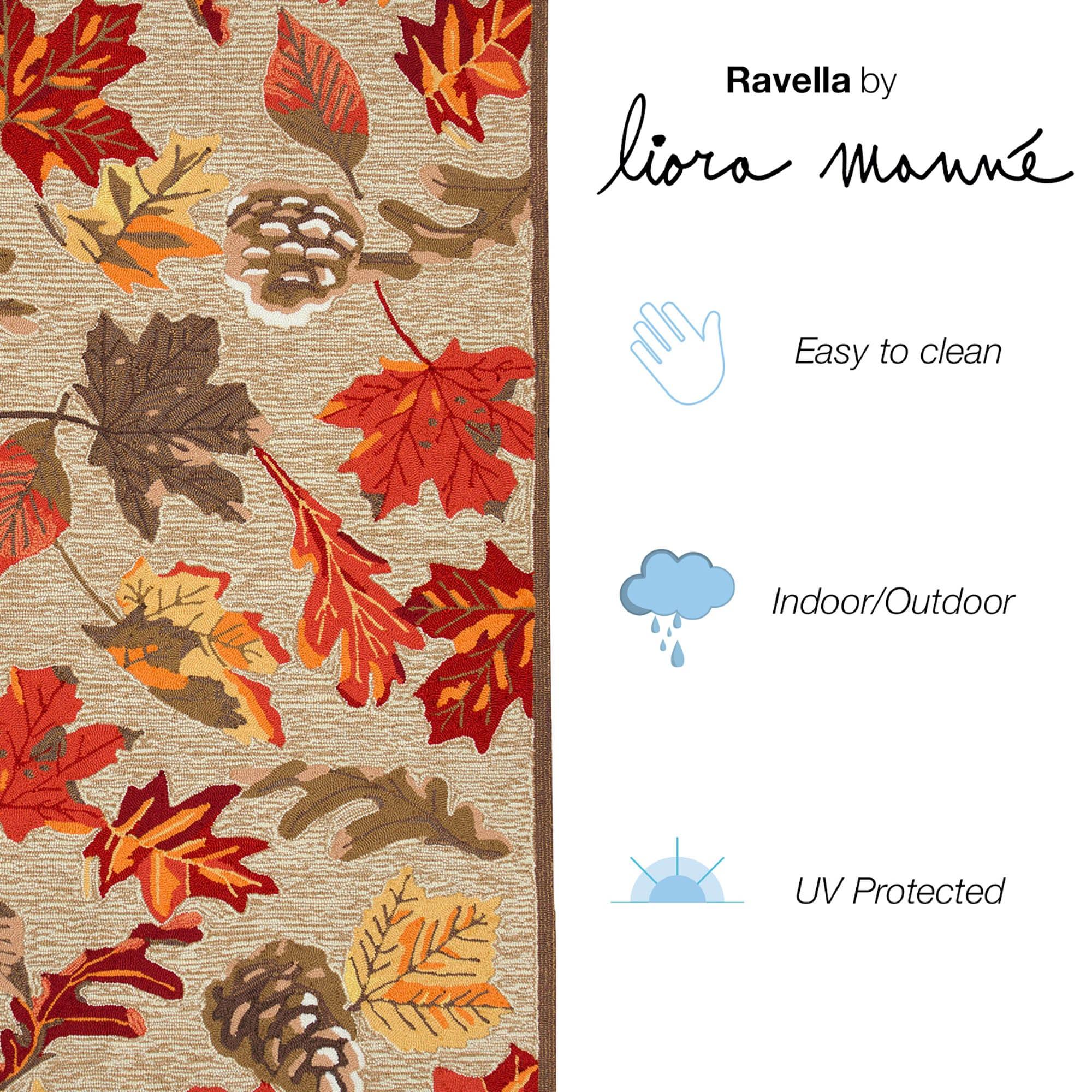 Liora Manne Ravella Falling Leaves Indoor/Outdoor Rug Natural 5' x 7'6"