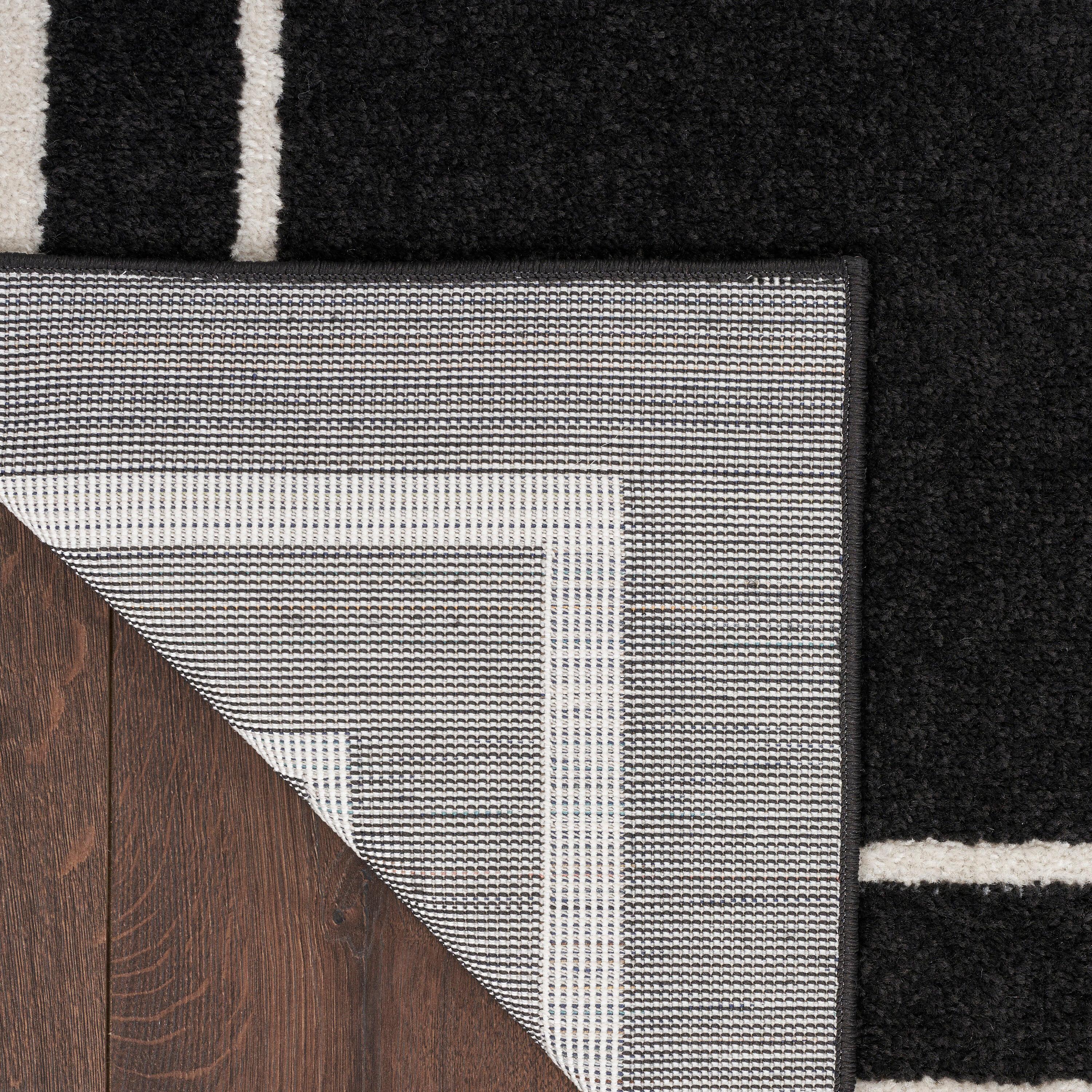 Nourison Essentials Indoor/Outdoor Black Ivory 2' x 6' Area Rug, (2x6)