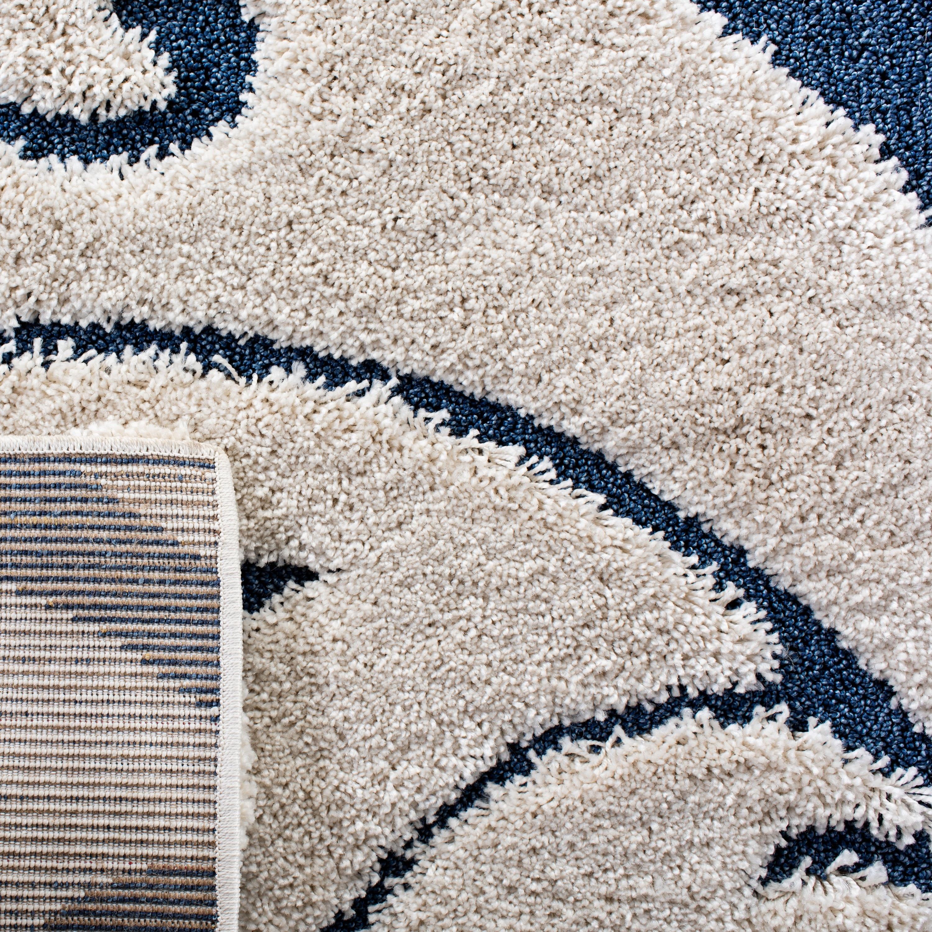 Florida Shag SG455 Power Loomed Indoor Area Rug - Cream/Blue - 9'x9' - Safavieh.