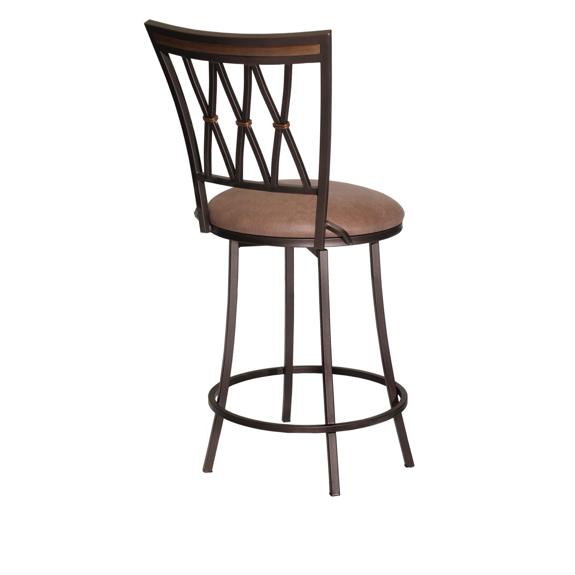 Sedona Swivel Metal Counter Stool with Camel Brown Microsuede Seat