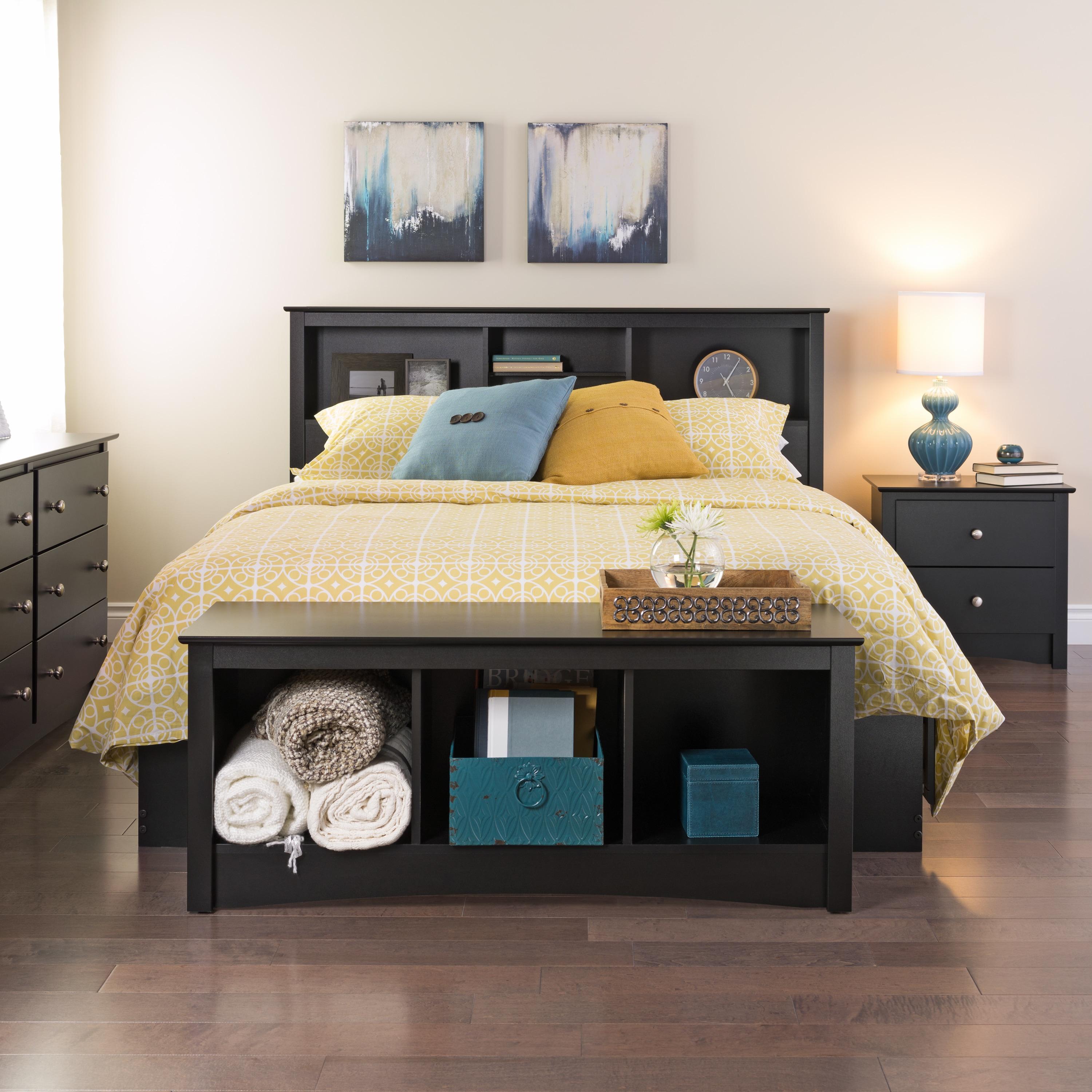 Prepac Freestanding Full/Queen Bookcase Headboard,  Black