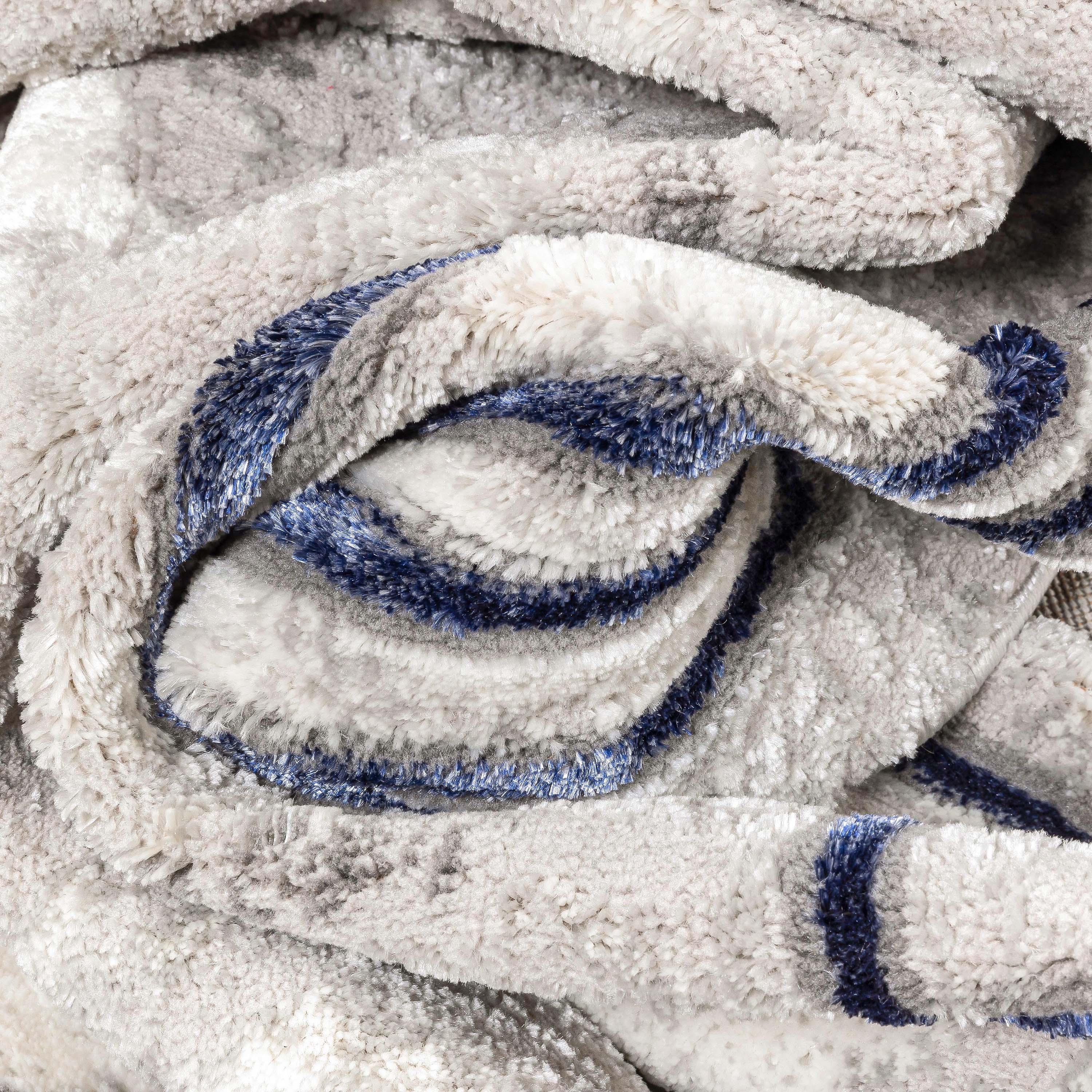 Well Woven Fairmont 3 x 5 (ft) Loomed Polypropylene Blue Rectangular Indoor Abstract Mid-Century Modern Area rug